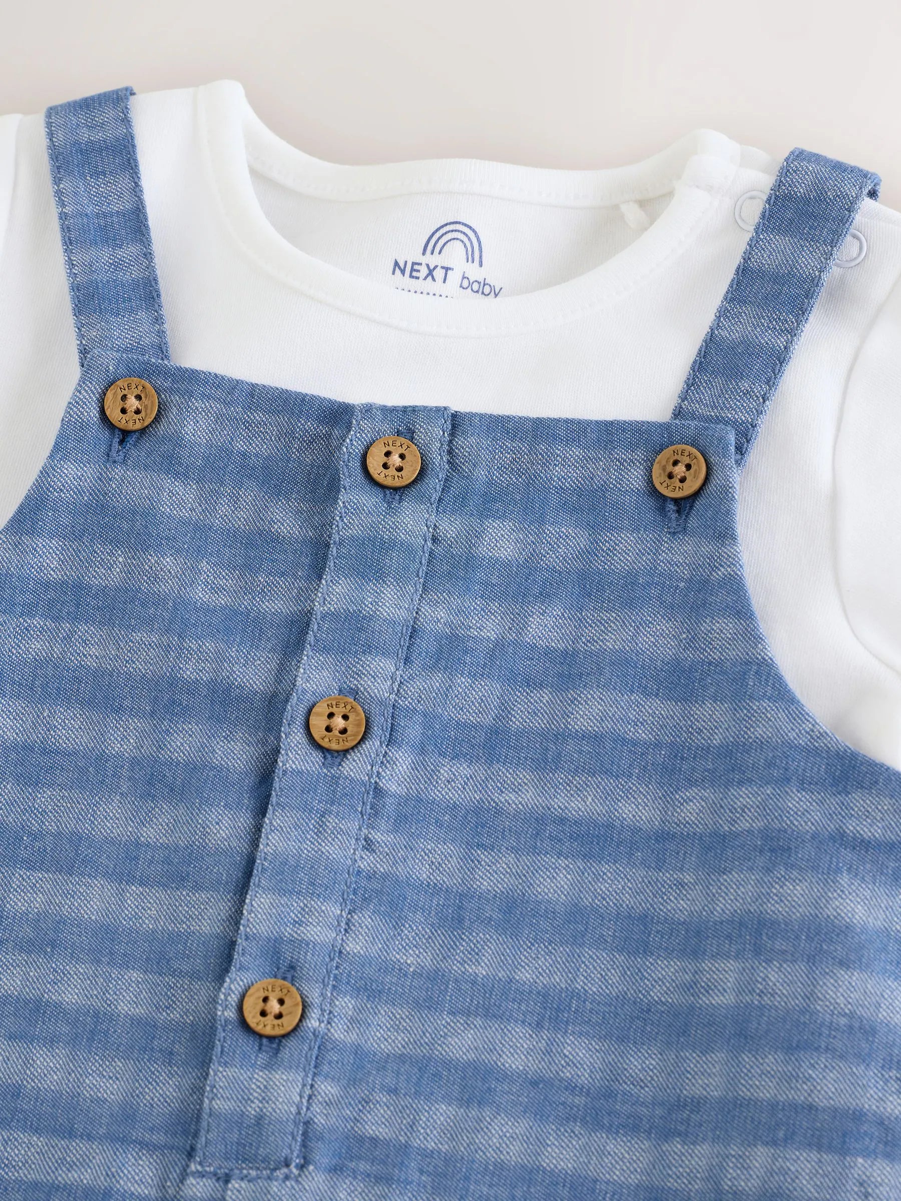 Blue Check Woven Dungaree and Bodysuit Set (0mths-2yrs)