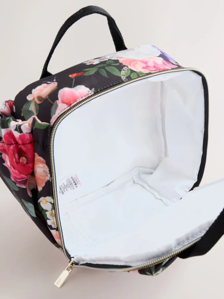 Baker by Ted Baker Black Back to School Childrens Floral Bow Lunch Bag