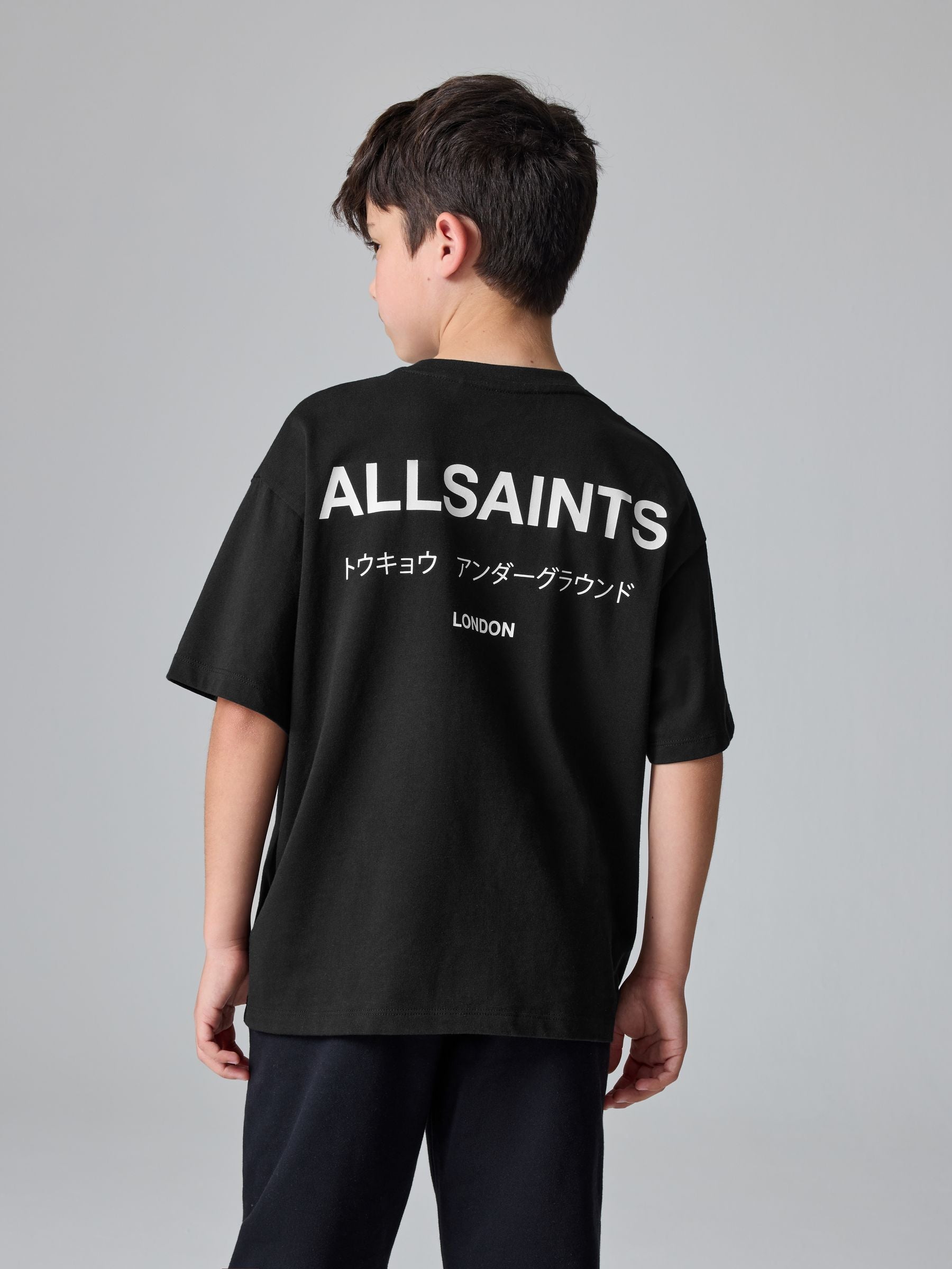 smALLSAINTS Black Oversized Underground Crew Neck Cotton T-Shirt