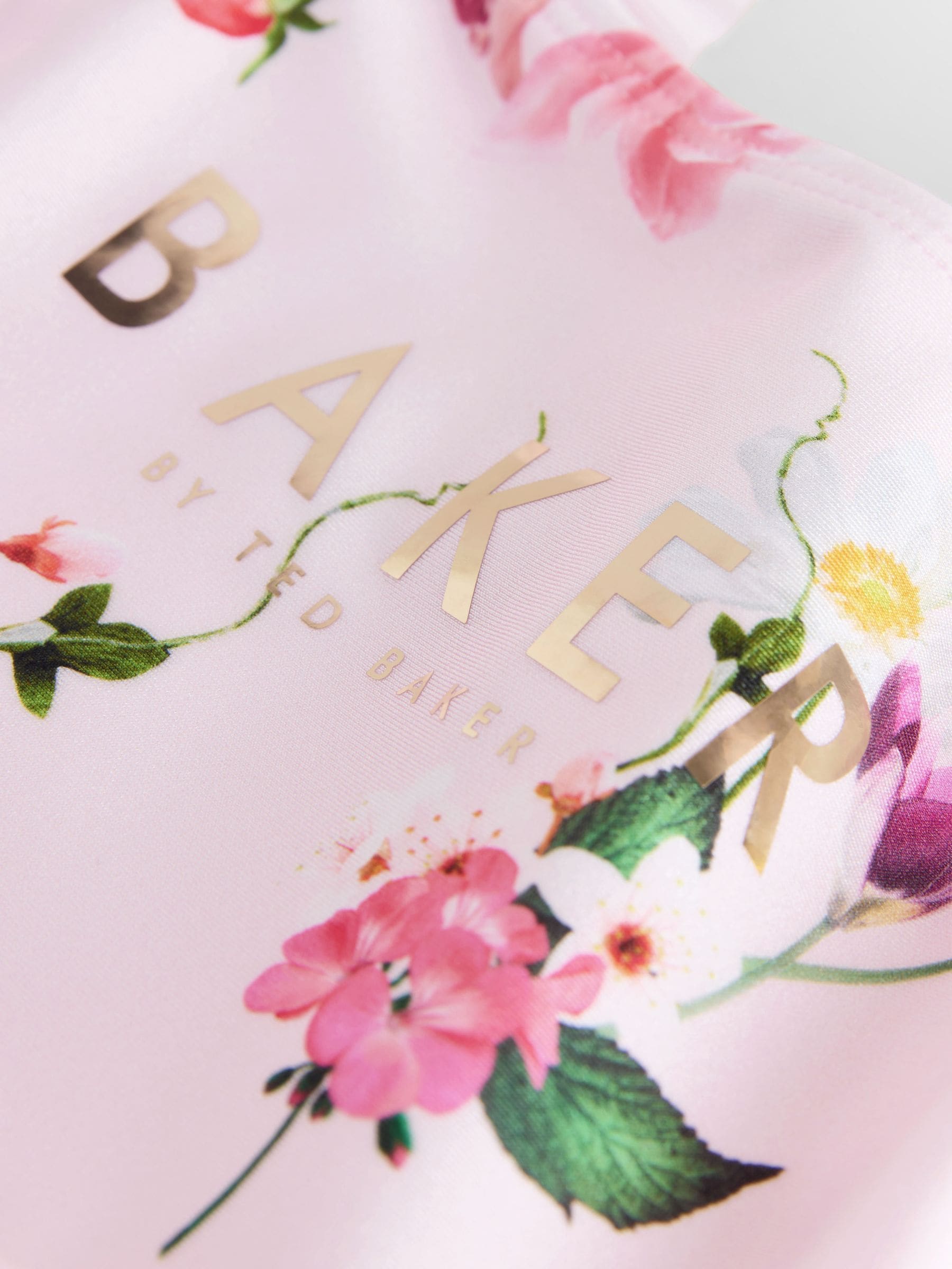Baker by Ted Baker Pink Floral Frill Peplum Swimsuit