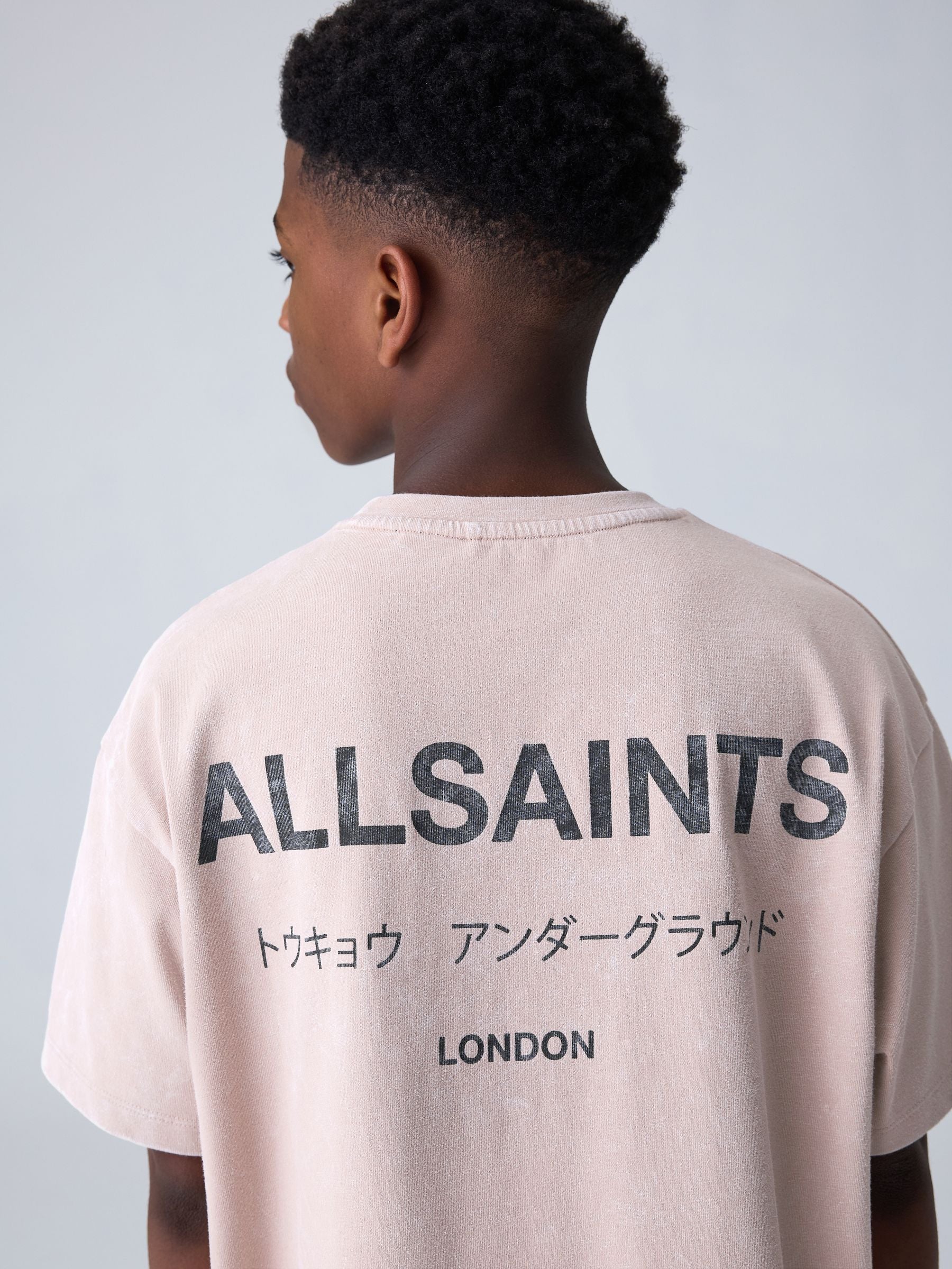 smALLSAINTS Washed Pink Oversized Underground Crew Neck Cotton T-Shirt