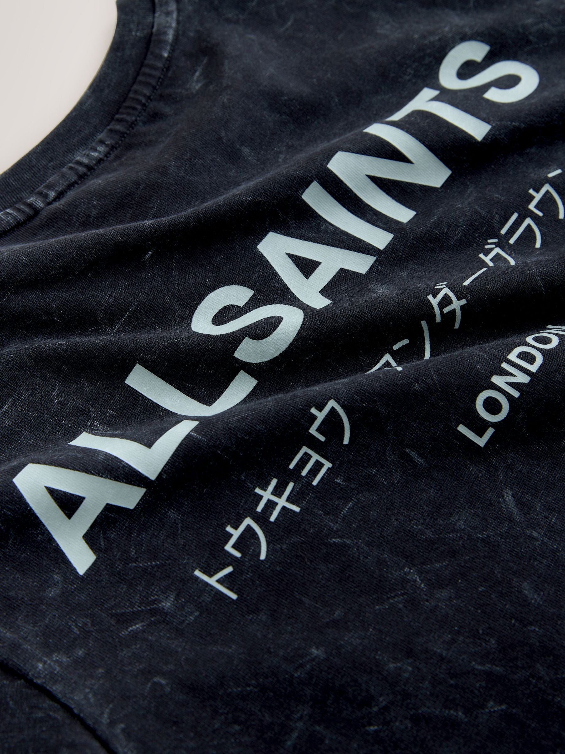 smALLSAINTS Washed Black Oversized Underground Crew Neck Cotton T-Shirt