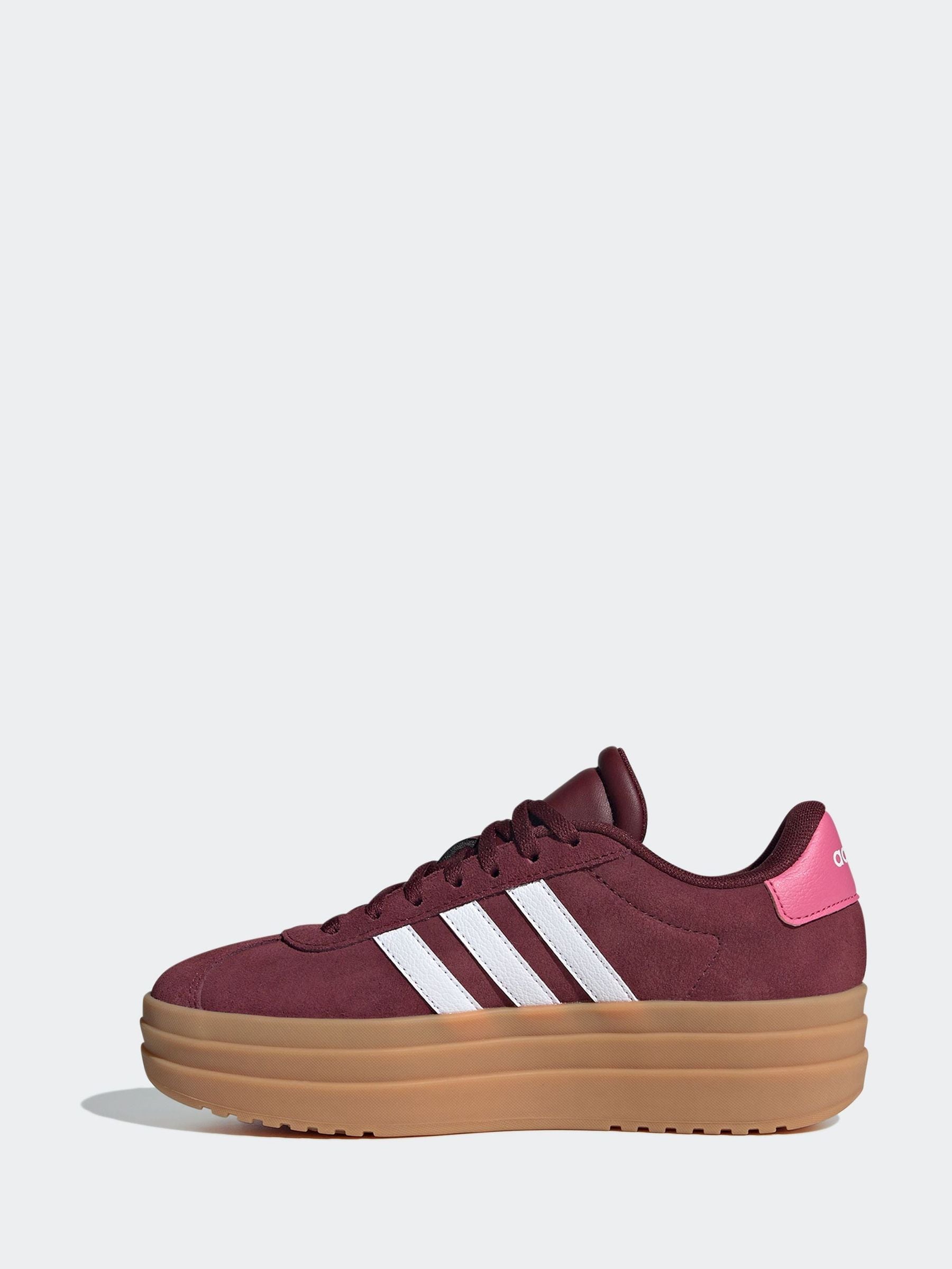adidas Burgundy Red VL Court Bold Lace Junior Trainers