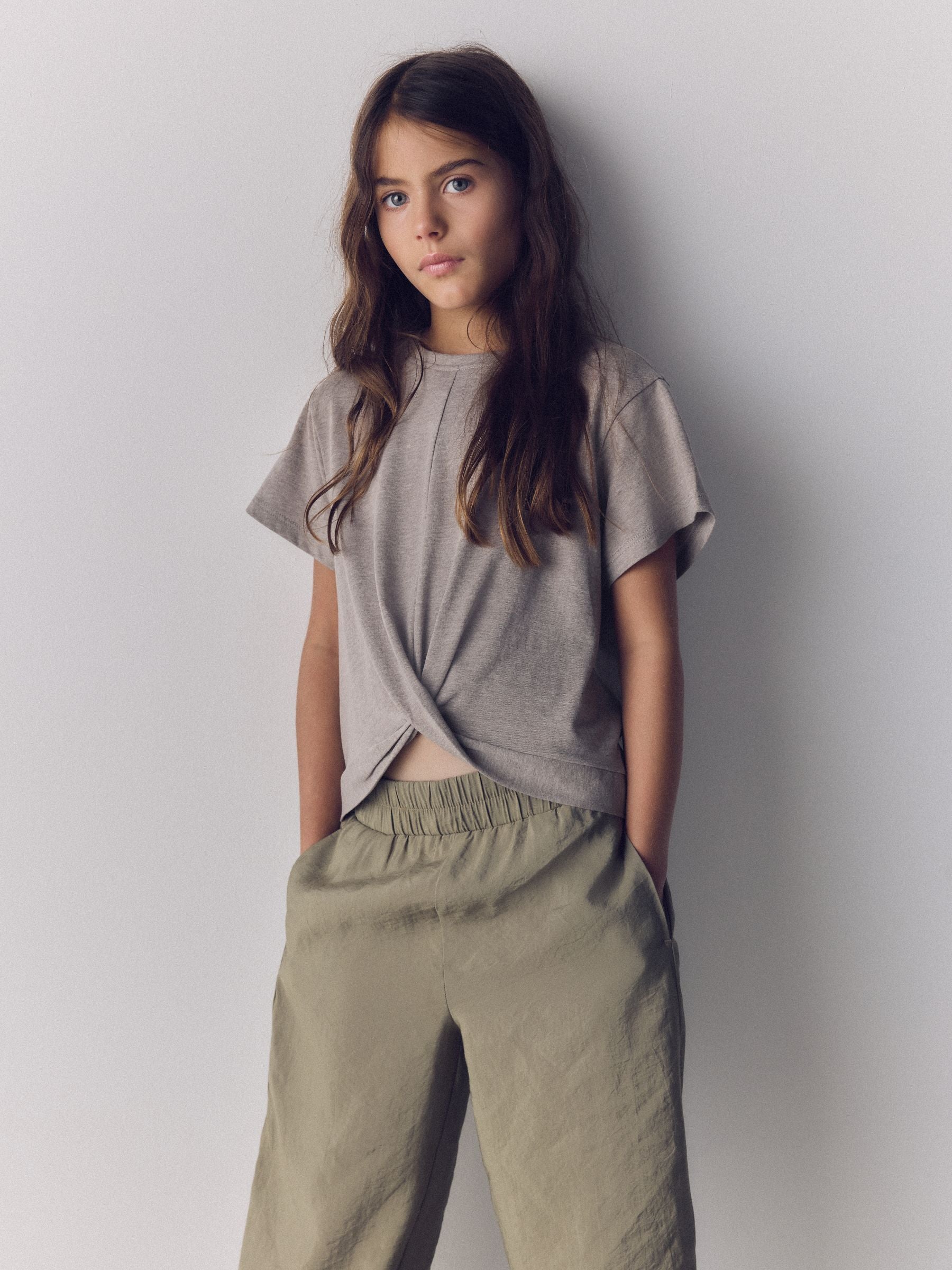 The Set 4 Pack Poly Cotton Blend Twist Front T-Shirts Brown/Cream