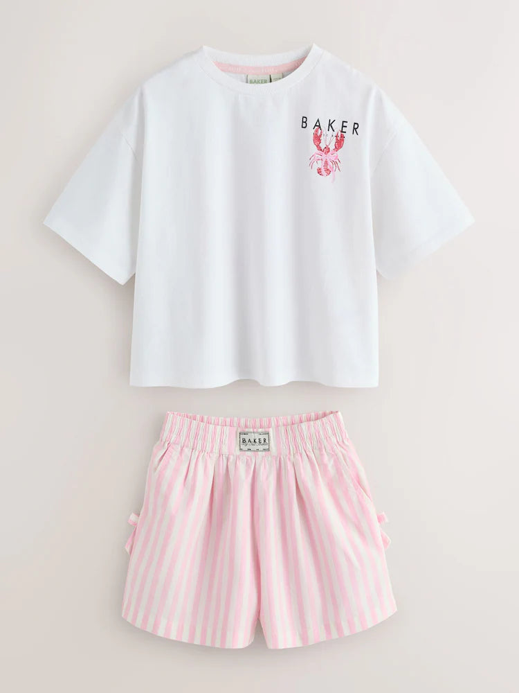 Baker by Ted Baker 2 Piece Oversized Lobster Graphic Tee & Stripe Short Set