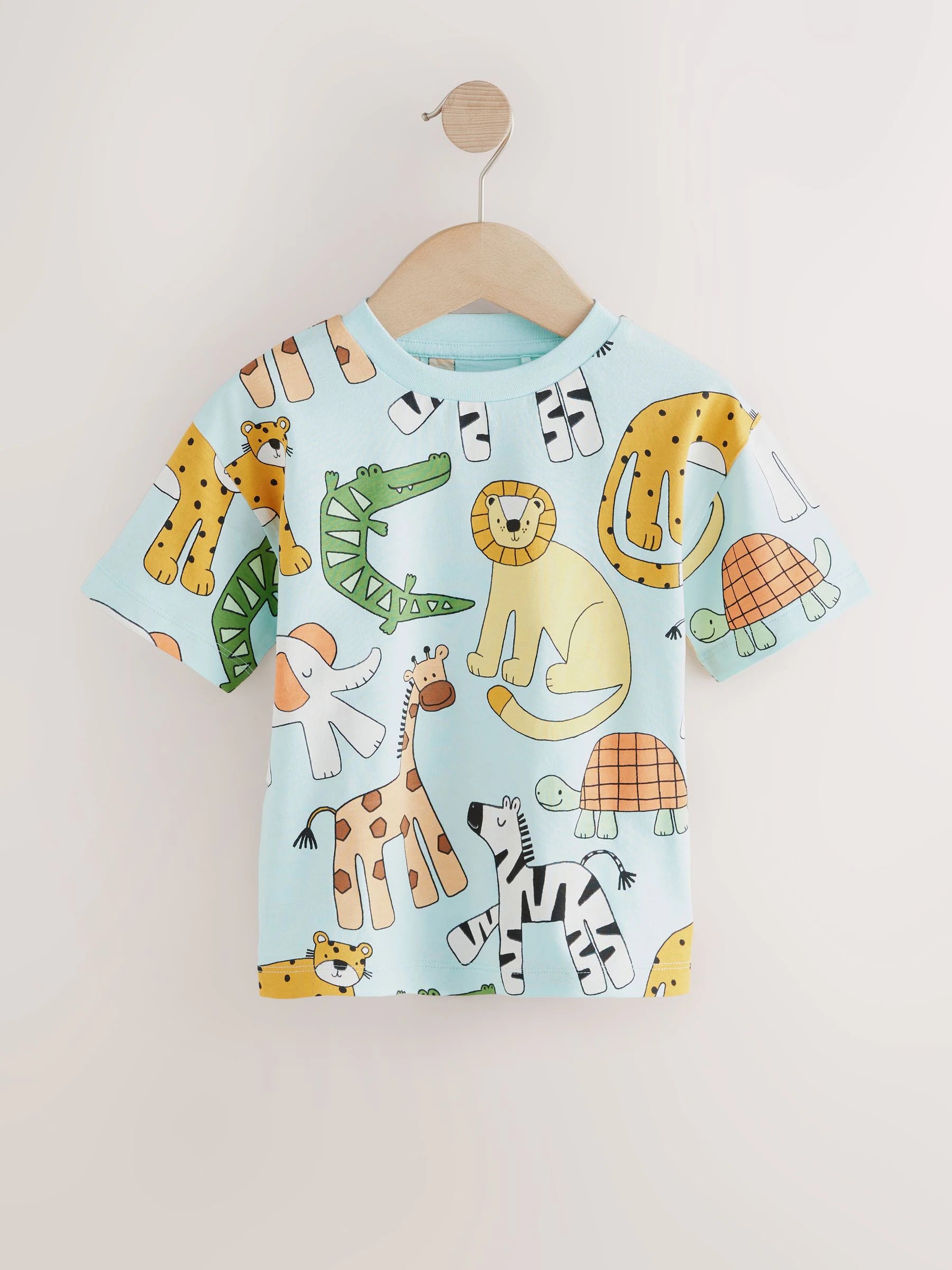 Multi Safari Animal Short Sleeve T-Shirts 4 Pack (3mths-7yrs)