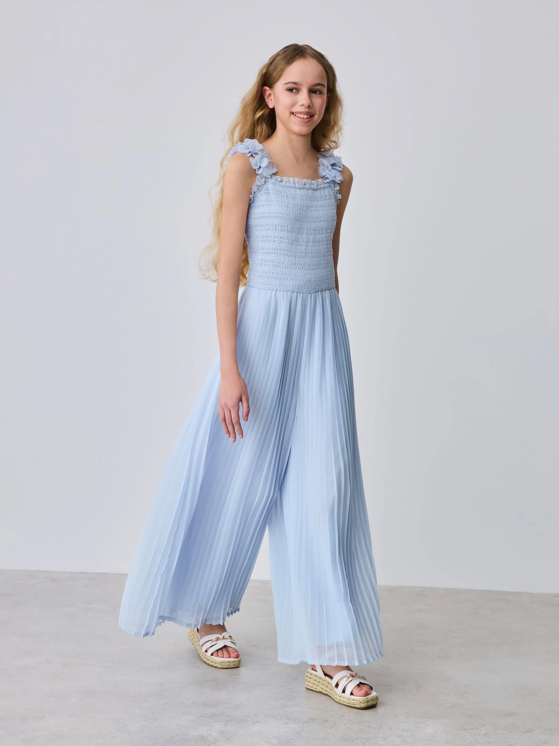Baker by Ted Baker 3D Floral Strappy Pleated Wide Leg Jumpsuit