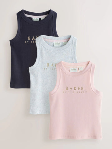 Baker by Ted Baker 3 Pack Ribbed Racer Vests