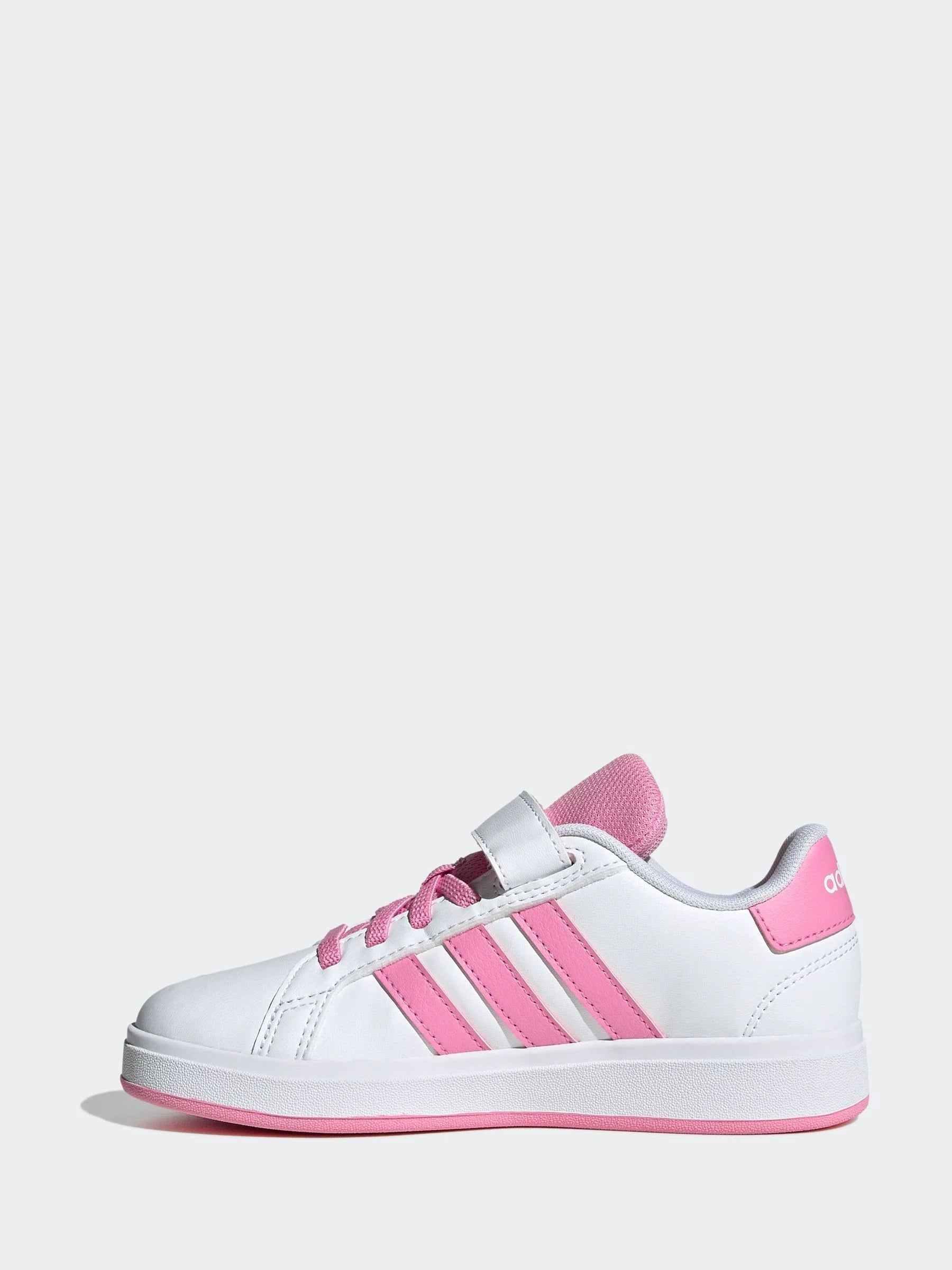 adidas White/Pink Grand Court 2.0 Easy On Kids Trainers