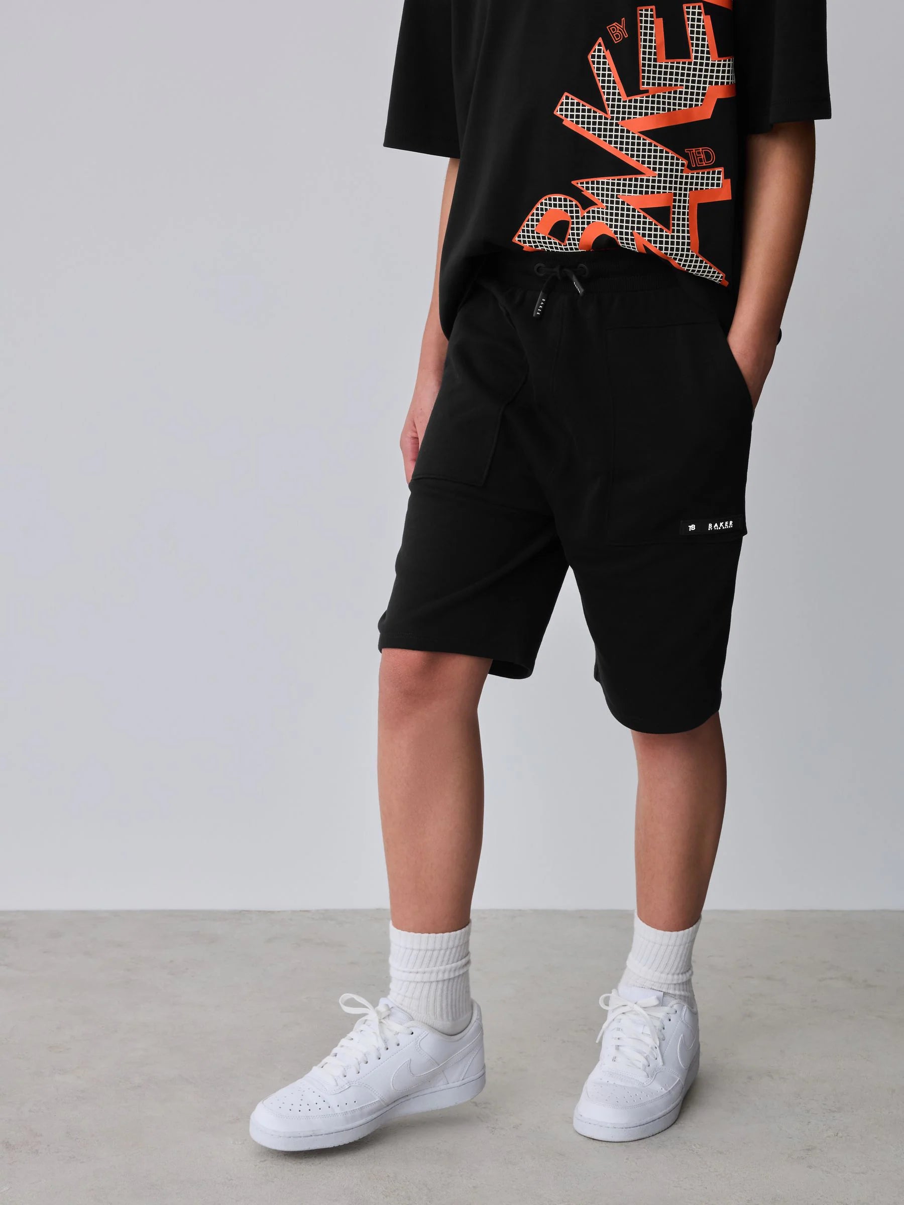 Baker by Ted Baker Oversized Graphic Black T-Shirt and Shorts Set