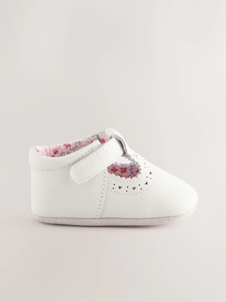 White Leather Baby T-Bar Shoes (0-24mths)