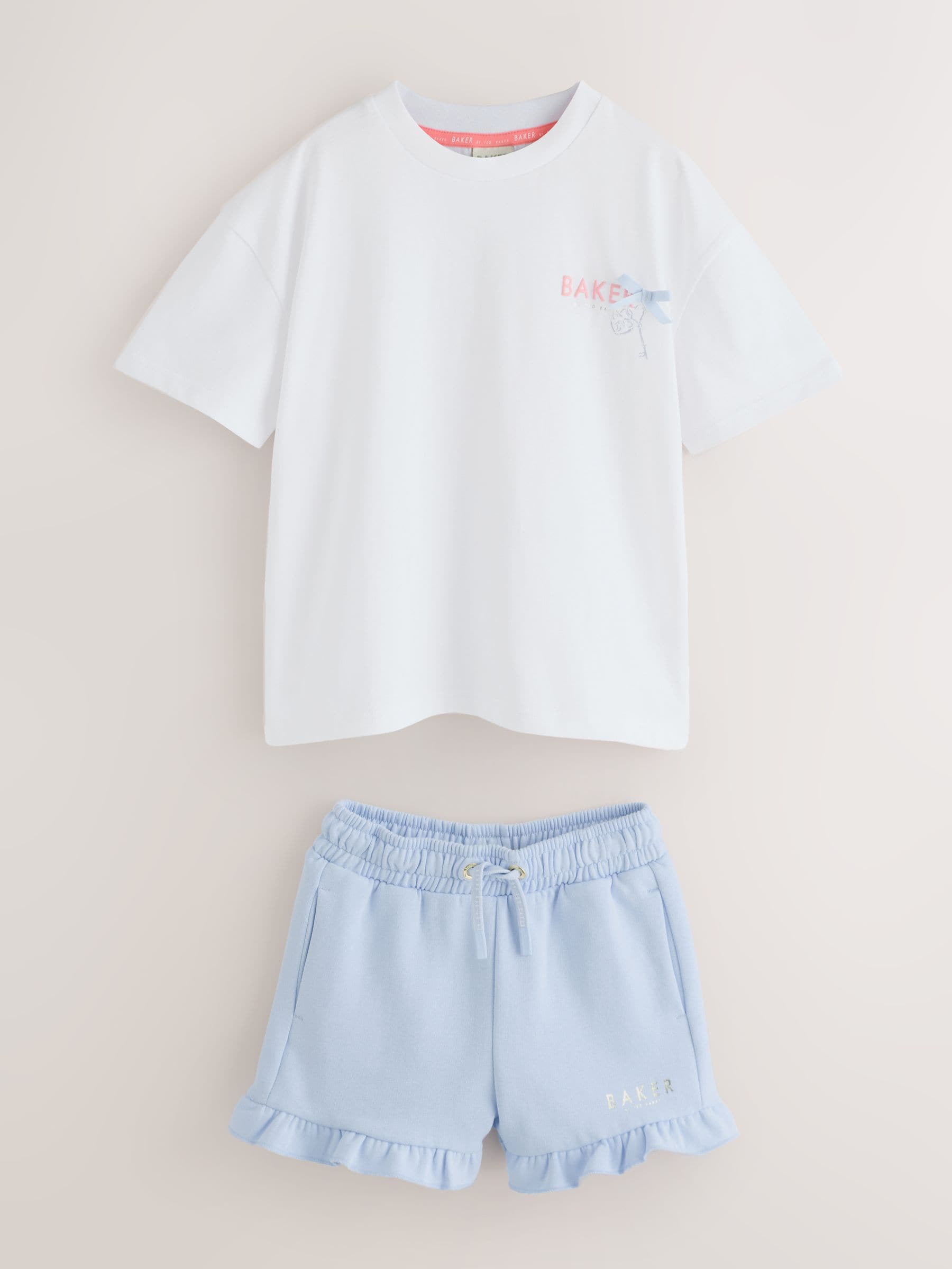 Baker by Ted Baker 2 Piece Oversized Back Graphic T-Shirt & Frill Short Set