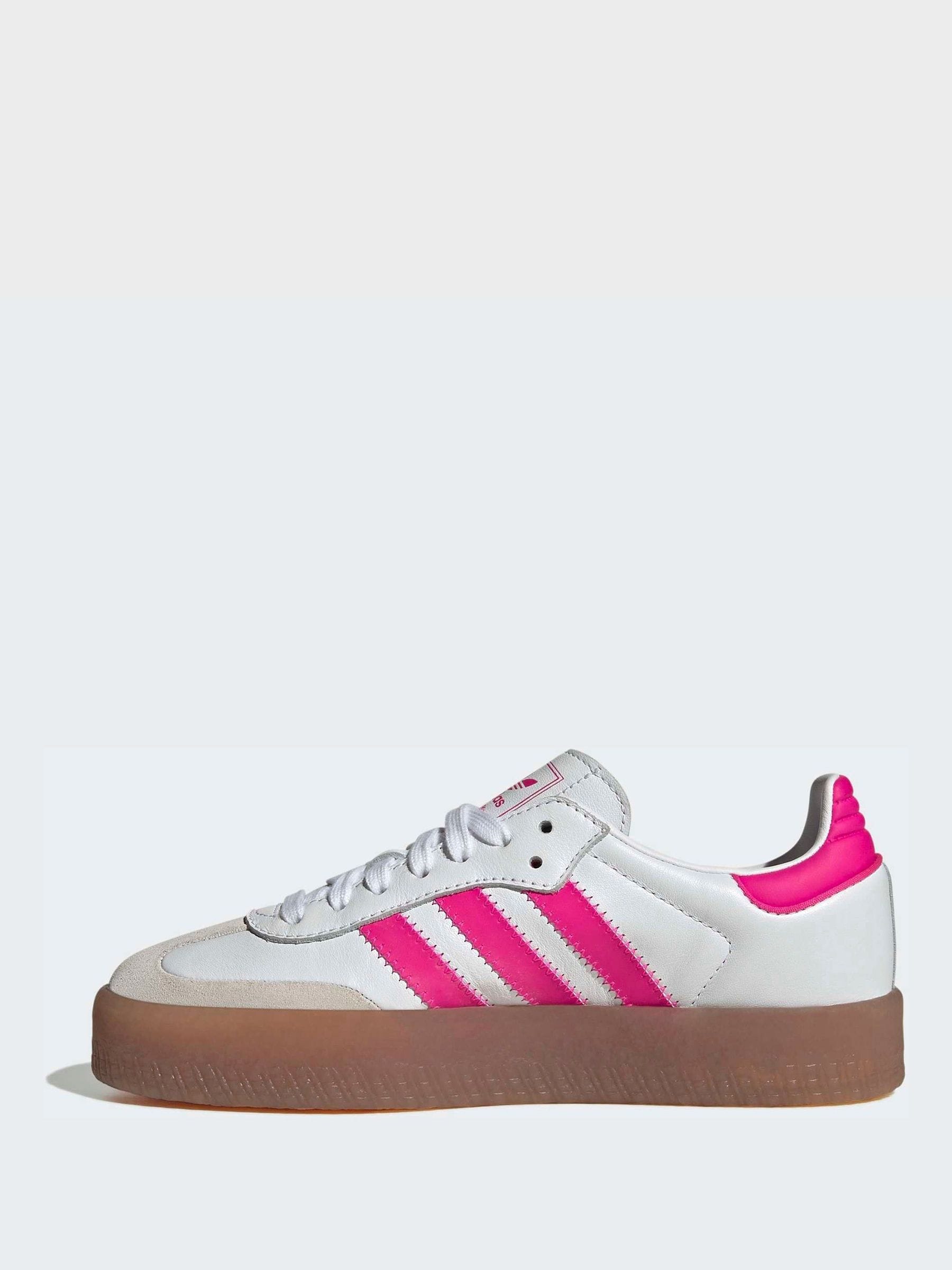 adidas Originals White/Pink Sambae Junior Trainers