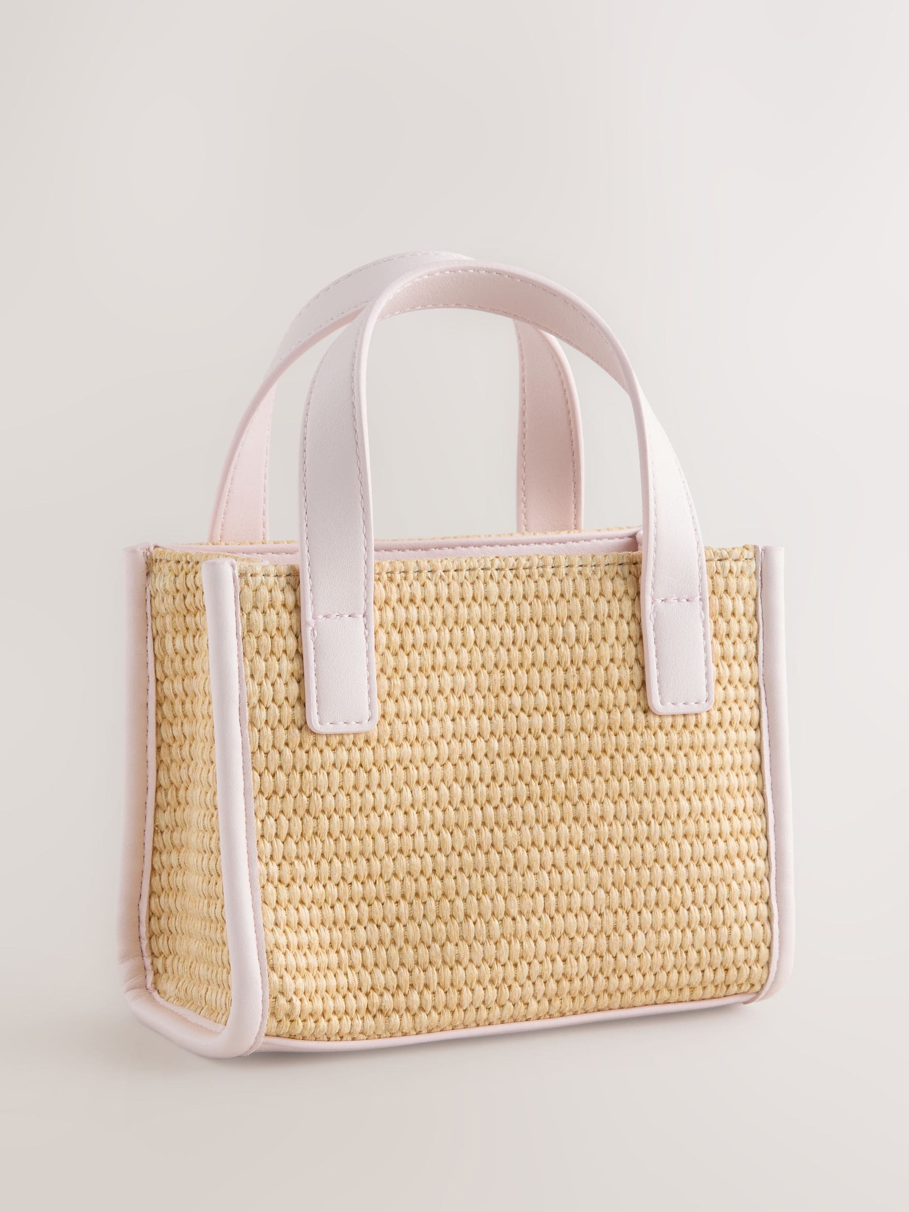 Baker By Ted Baker Childrens Natural/Pink Straw Effect Cross-Body Bag