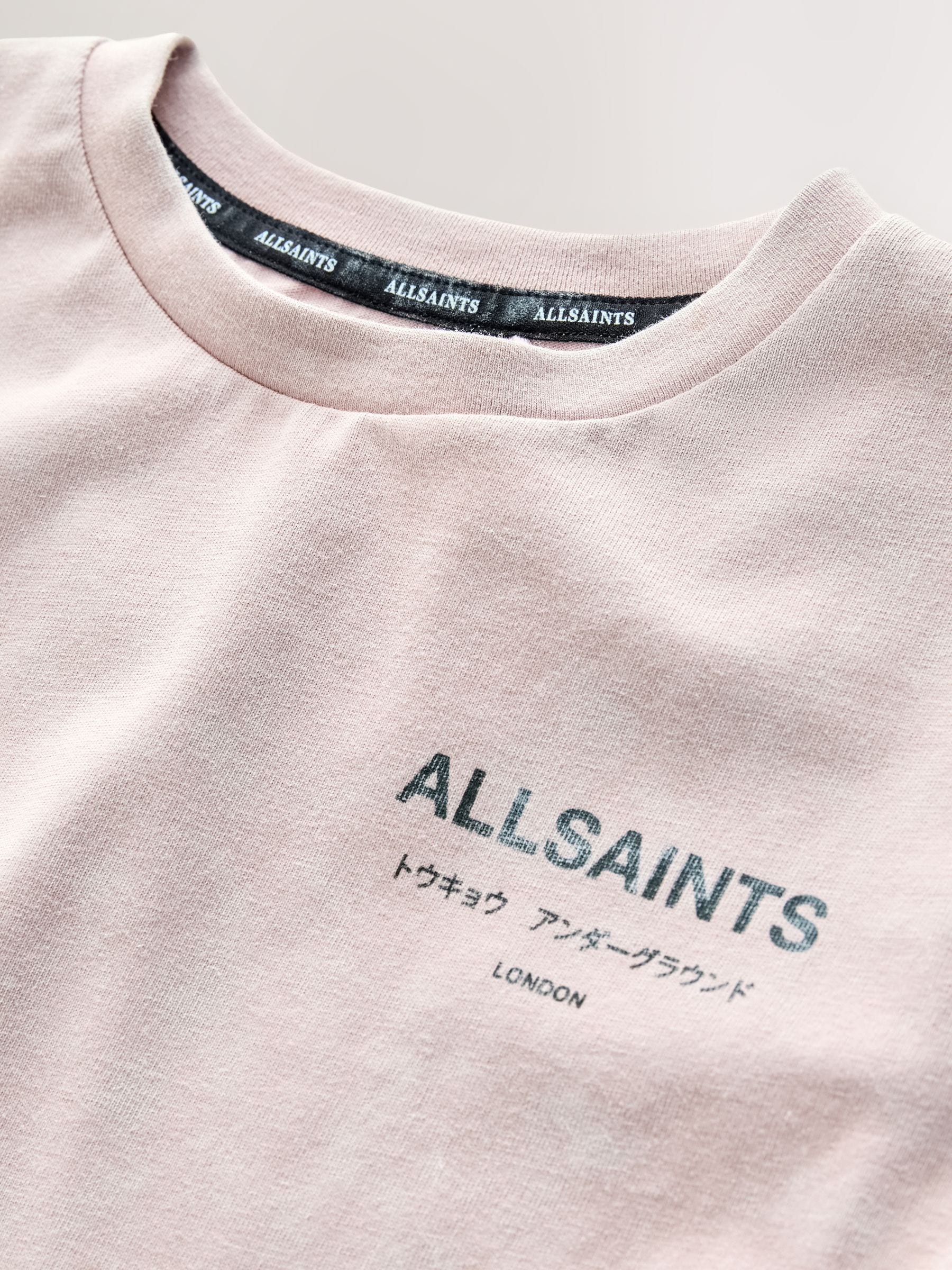 smALLSAINTS Washed Pink Oversized Underground Crew Neck Cotton T-Shirt