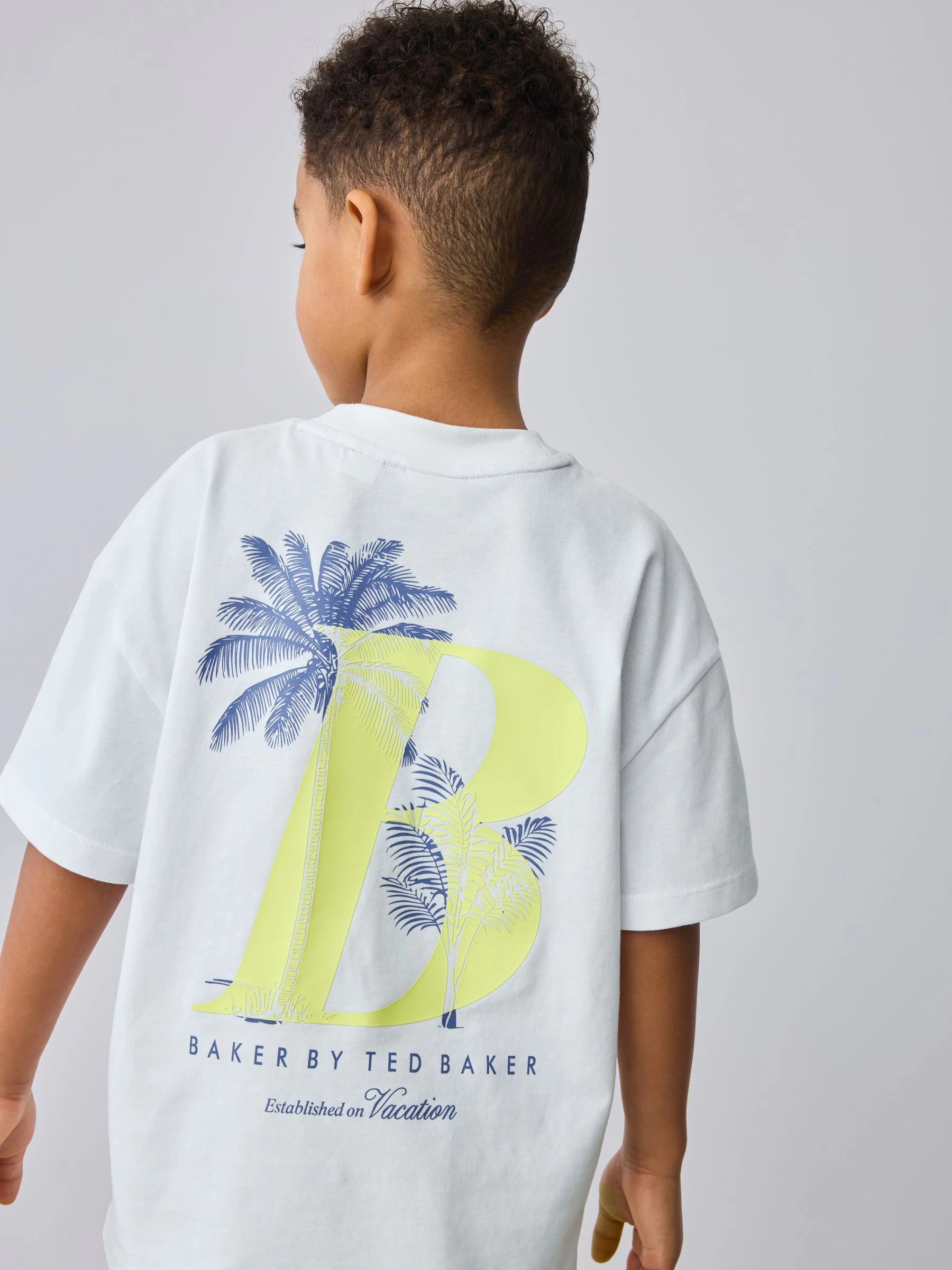 Baker by Ted Baker Graphic White T-Shirt and Stripe Shorts Set