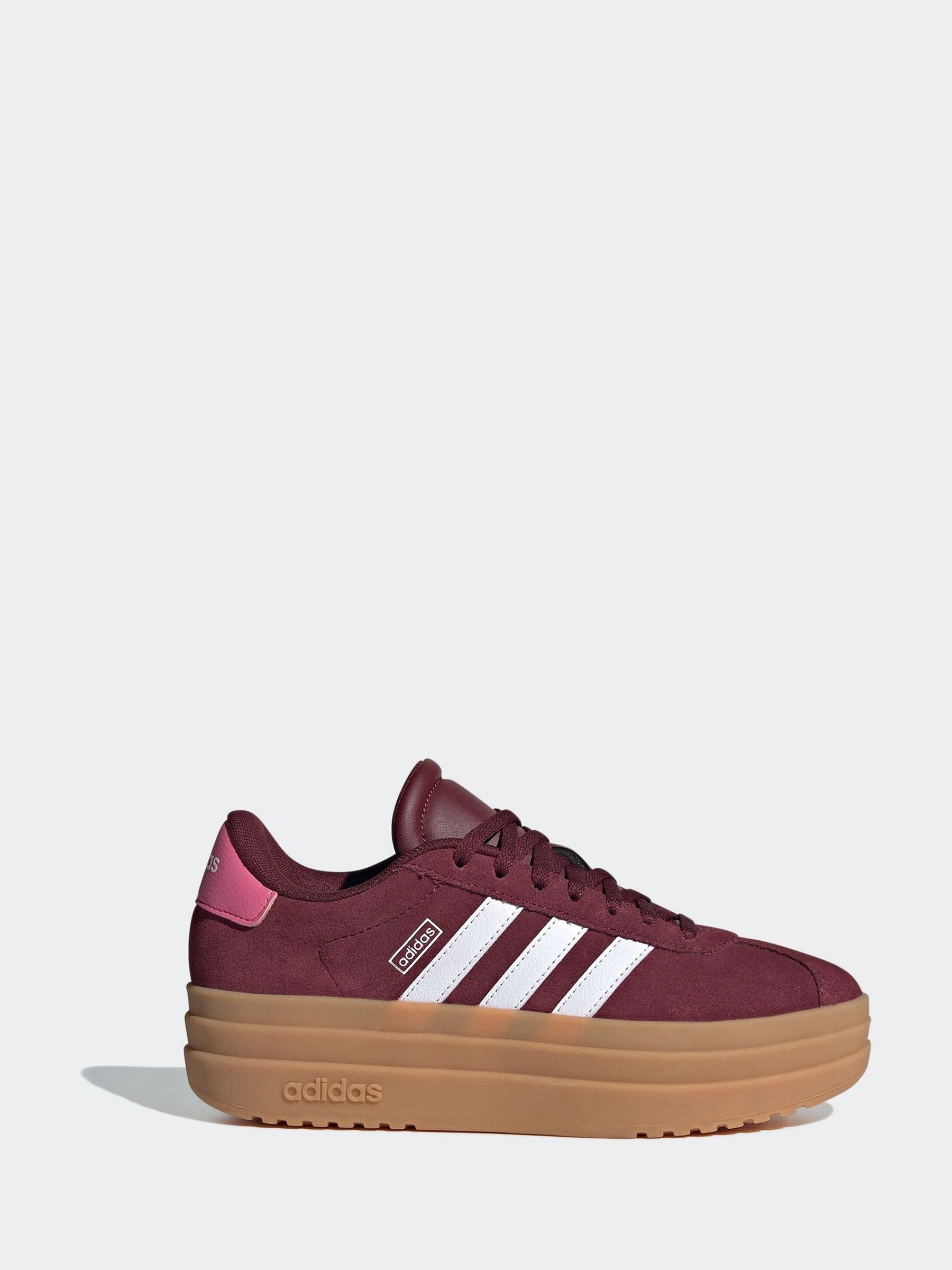 adidas Burgundy Red VL Court Bold Lace Junior Trainers