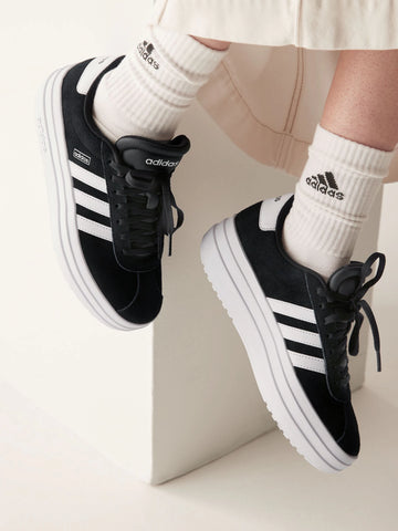 adidas Black/White VL Court Bold Lace Junior Trainers