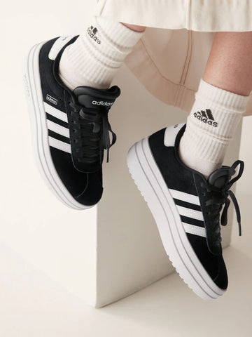 adidas Black/White VL Court Bold Lace Junior Trainers