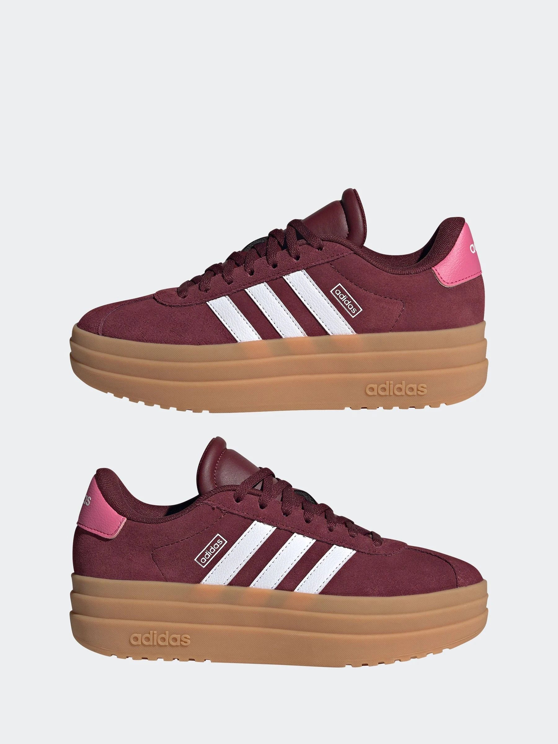 adidas Burgundy Red VL Court Bold Lace Junior Trainers