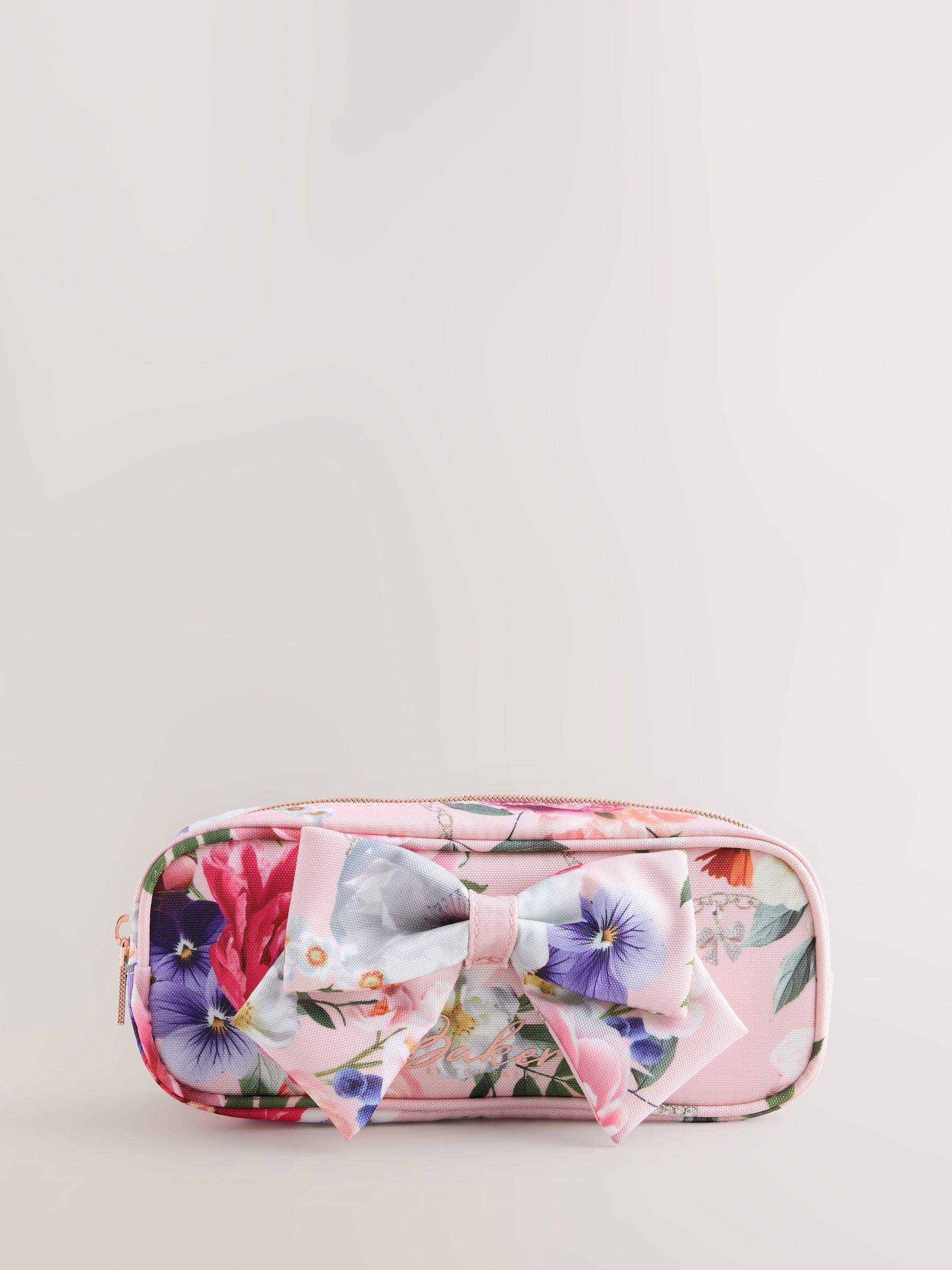 Baker by Ted Baker Back to School Pink Floral Bow Pencil Case