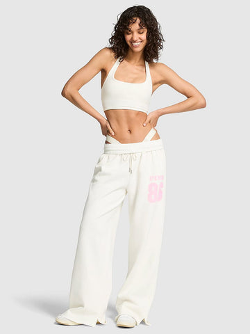 Ivy Fleece Wide-Leg Split-Hem Sweatpants