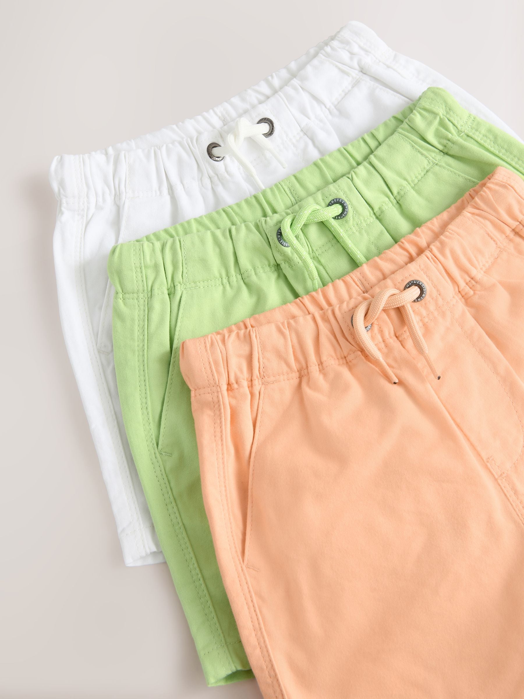 Orange/Green/White Pull On Shorts 3 Pack (3mths-7yrs)