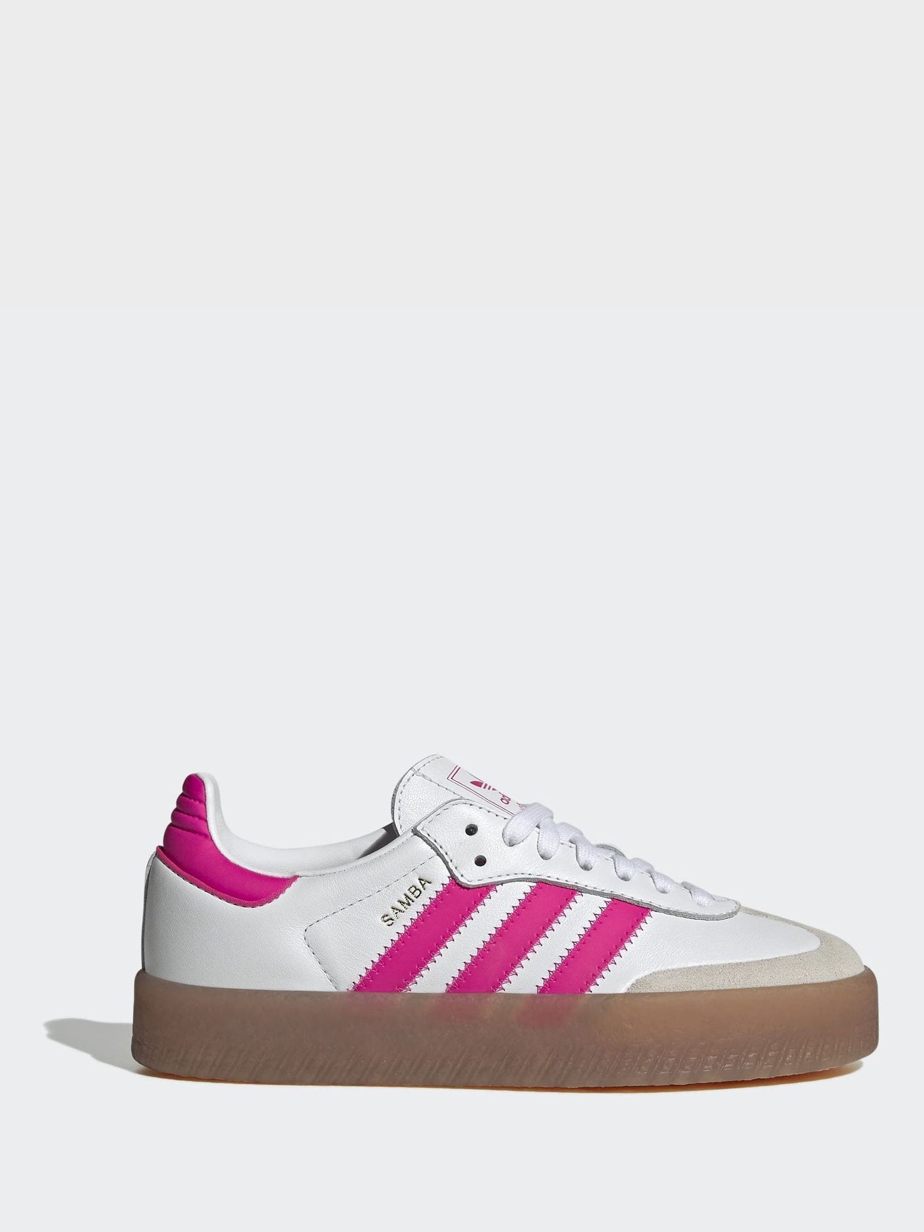 adidas Originals White/Pink Sambae Junior Trainers