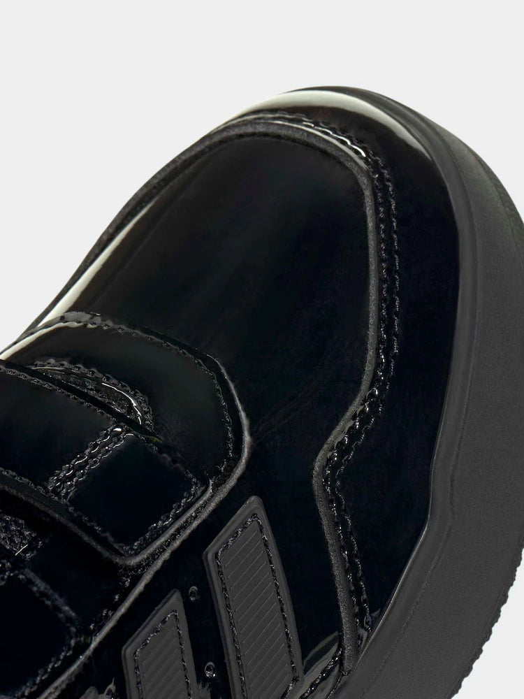 adidas Patent Black Hook and Loop Tensaur Sport 3.0 Junior Trainers