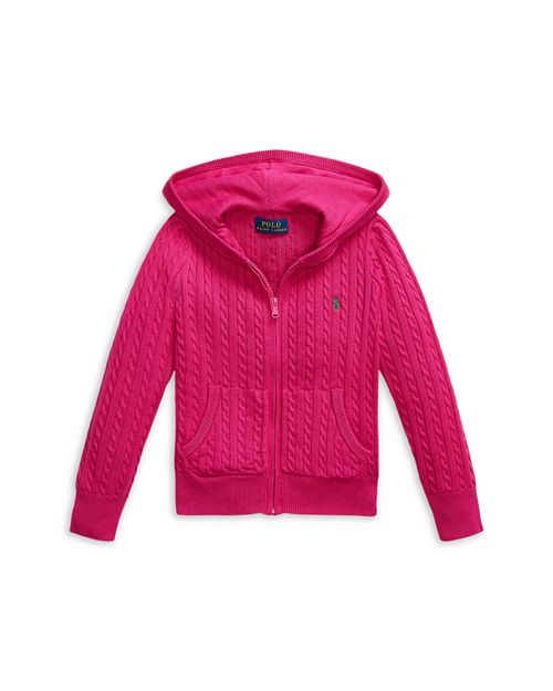 Polo Ralph Lauren Girls' Mini Cable Cotton Full Zip Hoodie - Little Kid