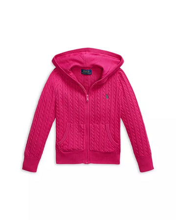 Polo Ralph Lauren Girls' Mini Cable Cotton Full Zip Hoodie - Little Kid