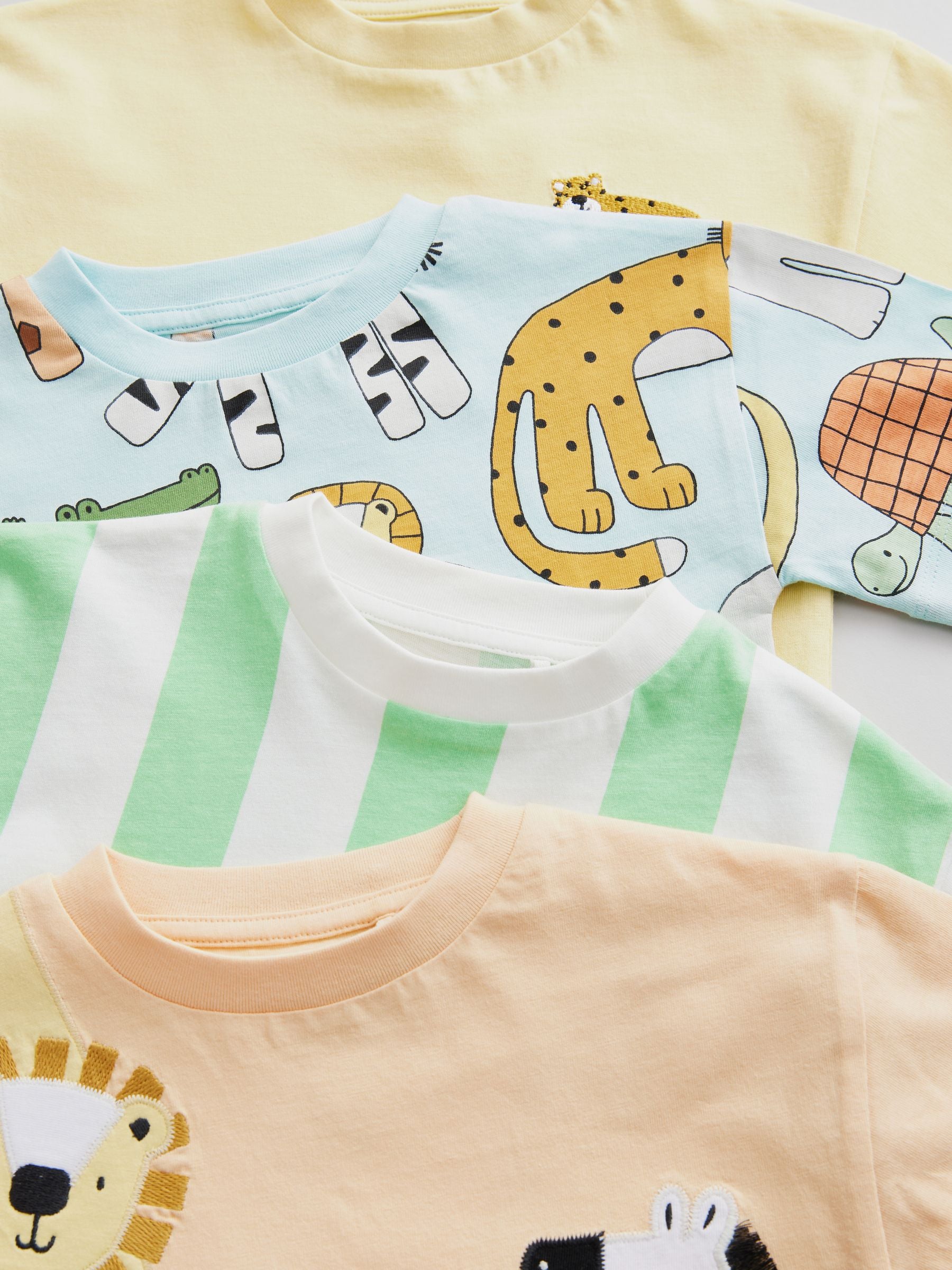 Multi Safari Animal Short Sleeve T-Shirts 4 Pack (3mths-7yrs)