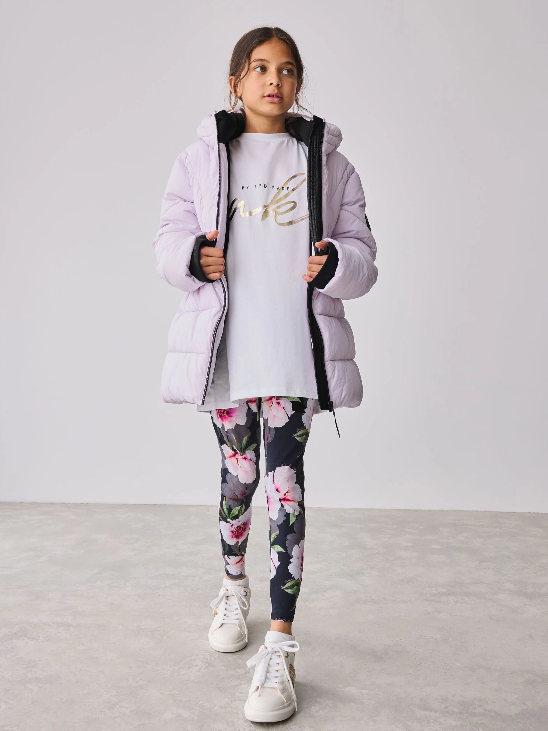 Baker by Ted Baker Shower Resistant Lilac Shirred Padded Coat