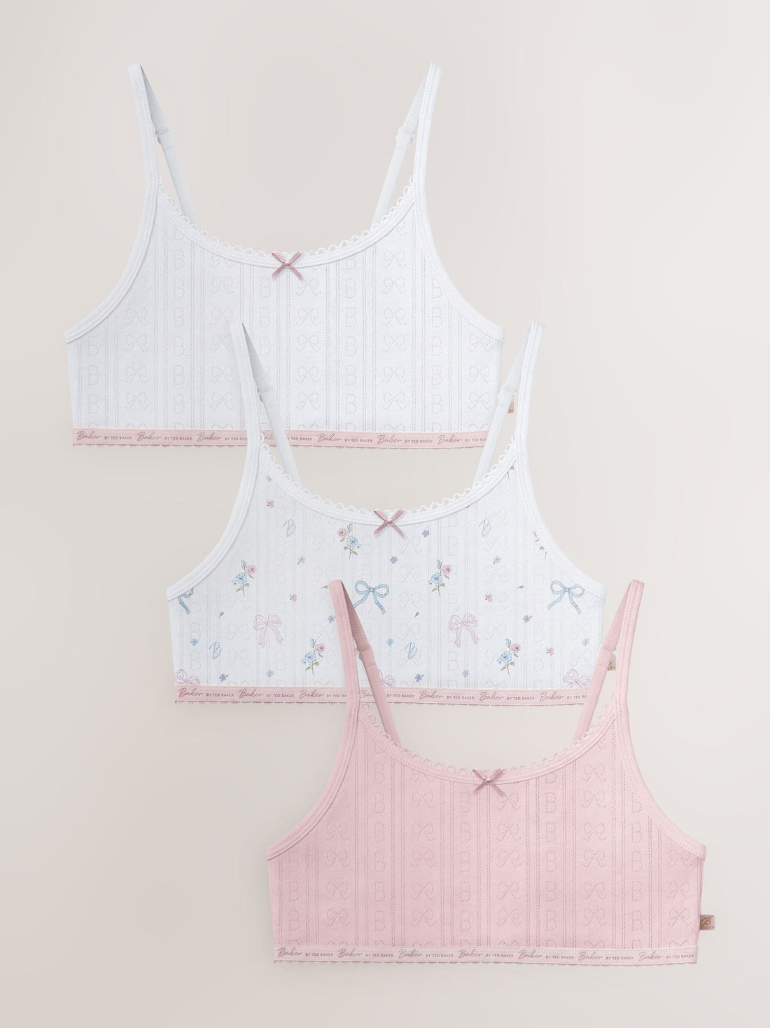 Baker by Ted Baker Multi Pointelle Crop Tops 3 Pack