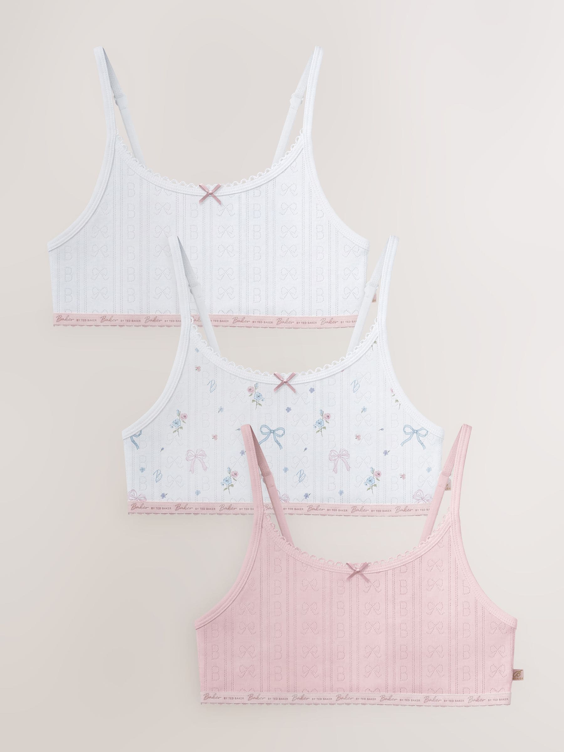 Baker by Ted Baker Multi Pointelle Crop Tops 3 Pack