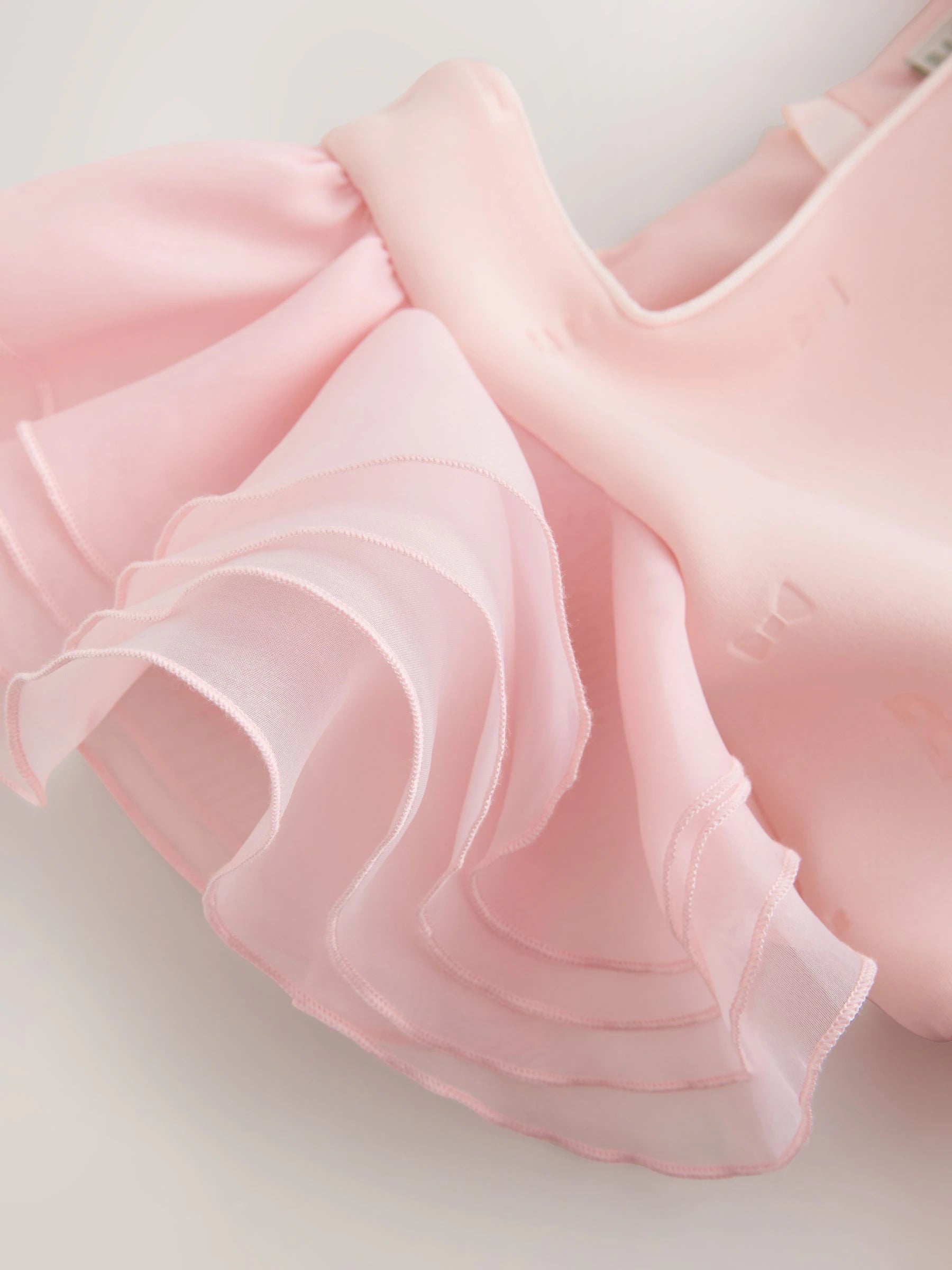 Baker by Ted Baker Pink Organza Frill Sleeve Embossed Scuba Dress