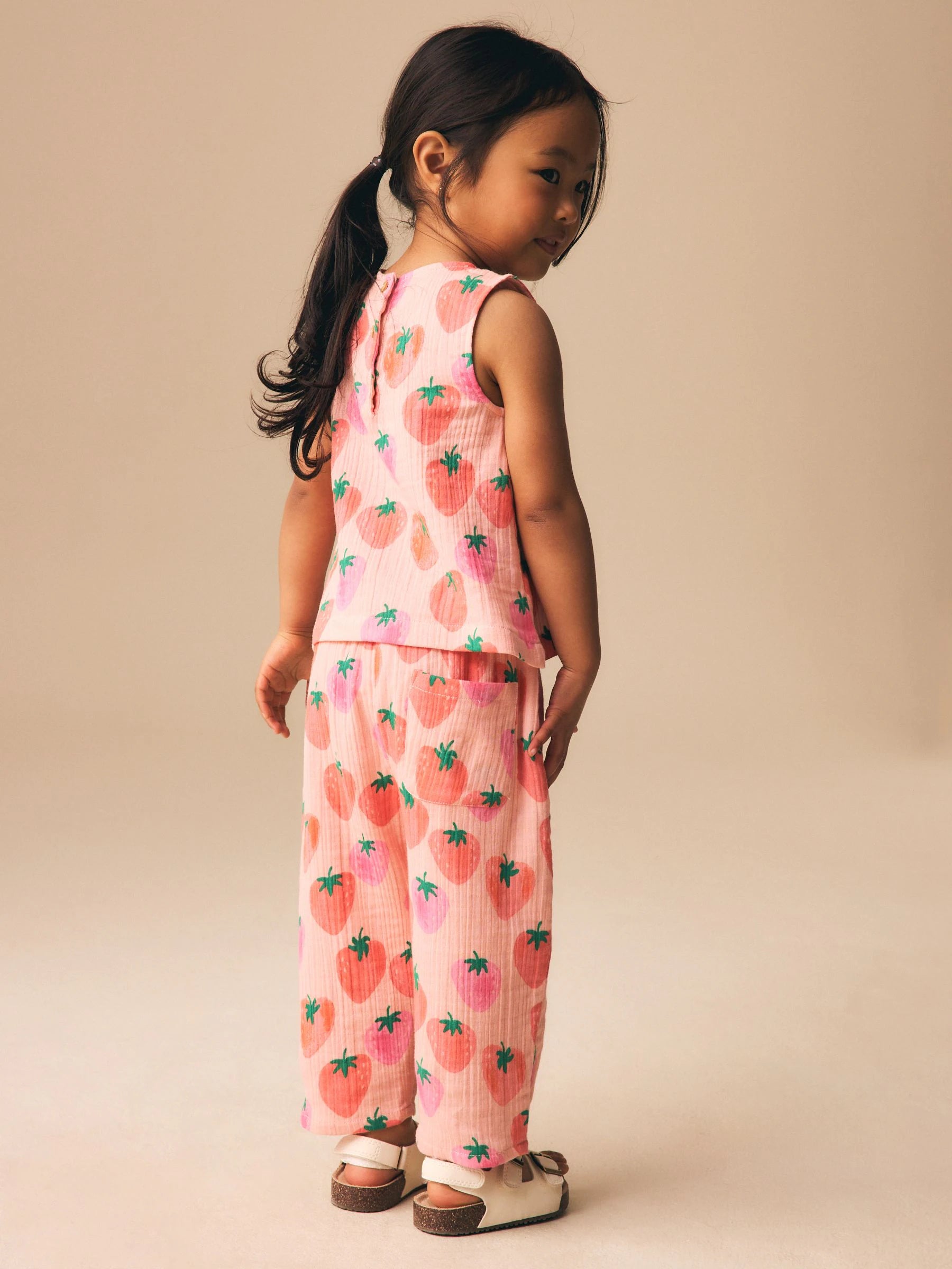 Pink Strawberry Print Top & Trousers Set (3mths-7yrs)