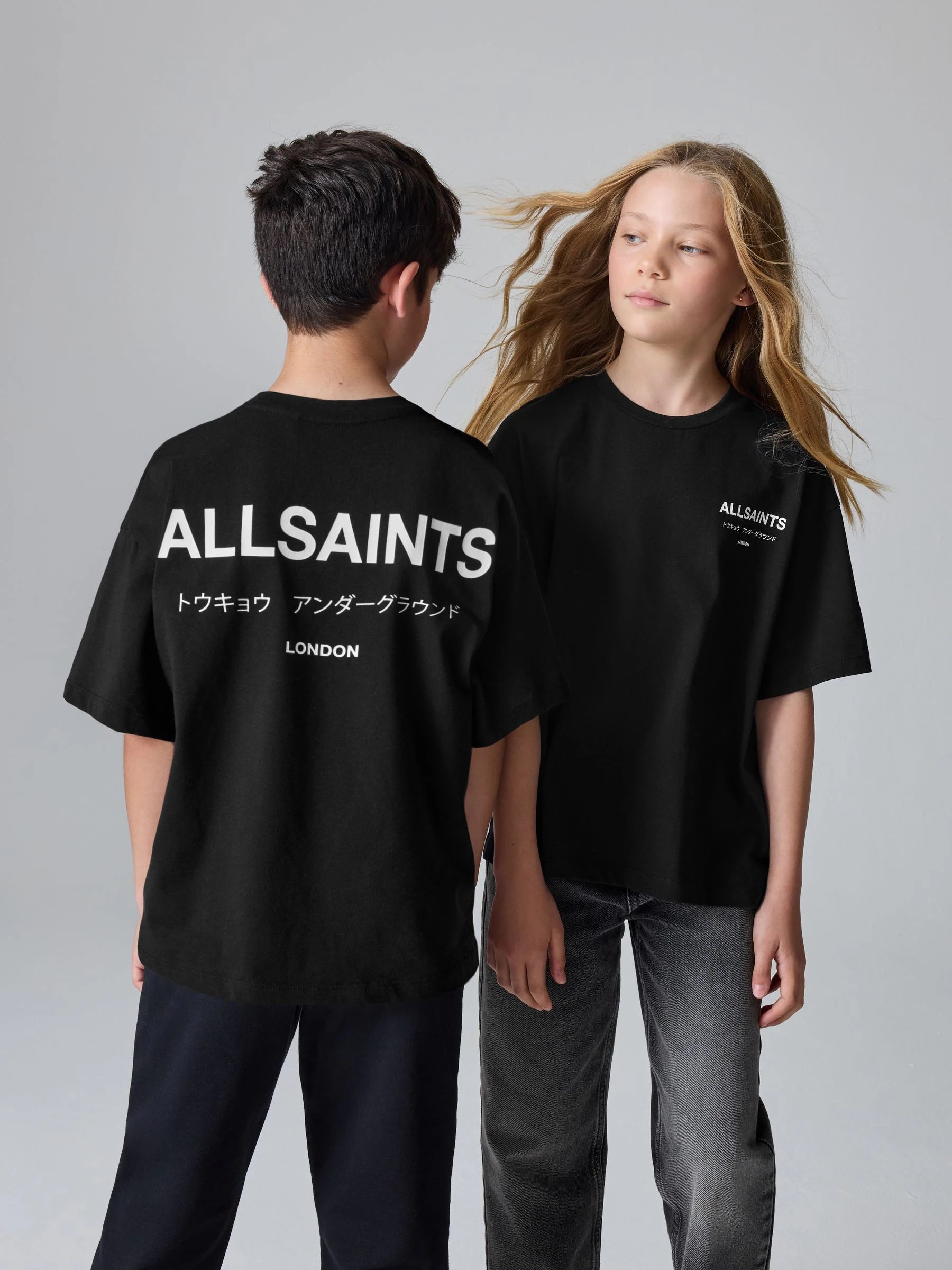 smALLSAINTS Black Oversized Underground Crew Neck Cotton T-Shirt