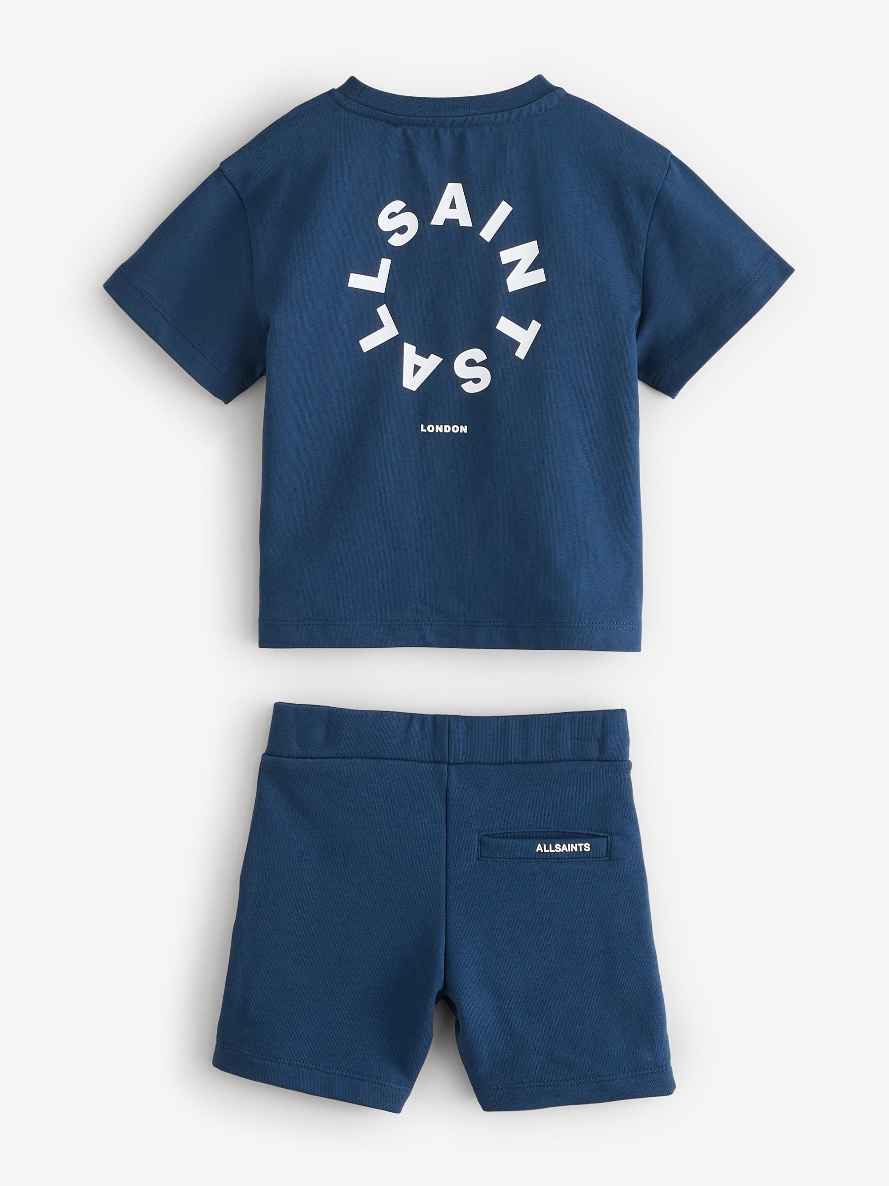 smALLSAINTS Navy Younger Boys Tierra 100% Cotton T-Shirt and Sweat Shorts Set