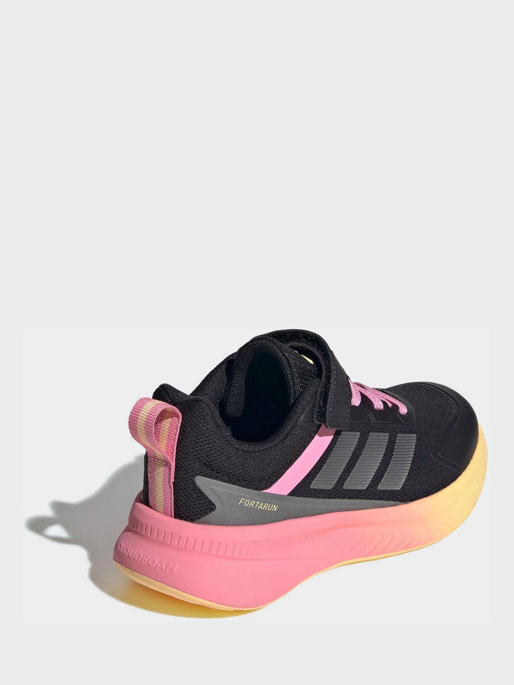 adidas Black/Pink Fortarun 4.0 Hook and Loop Kids Trainers