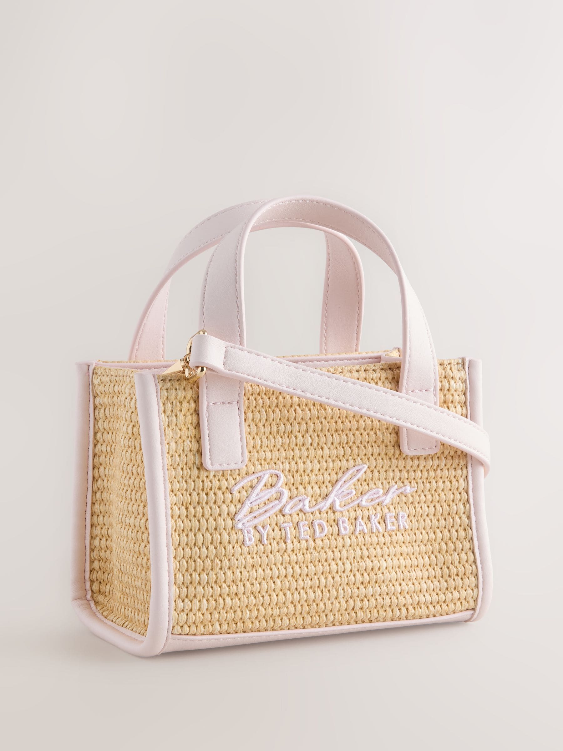 Baker By Ted Baker Childrens Natural/Pink Straw Effect Cross-Body Bag