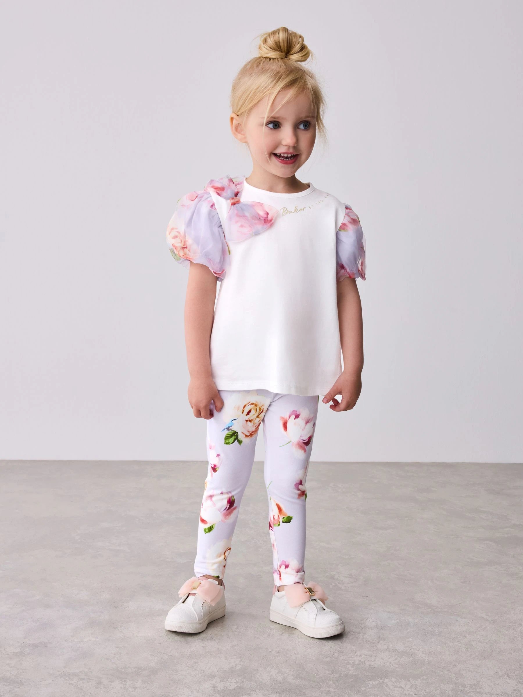 Baker by Ted Baker Organza Sleeve Bow Detail Top & Legging 2 Piece Set