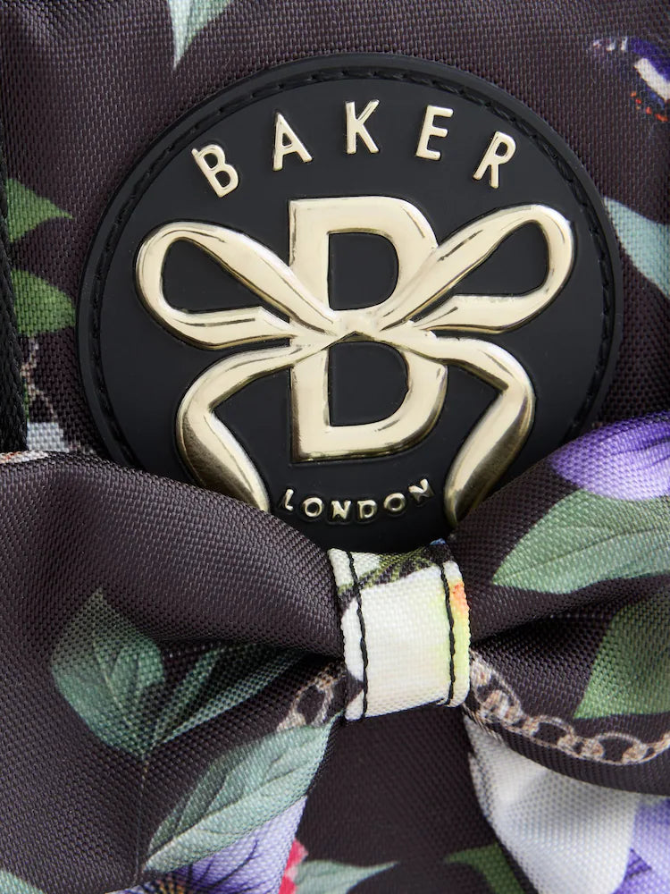 Baker by Ted Baker Black Back to School Childrens Floral Bow Lunch Bag