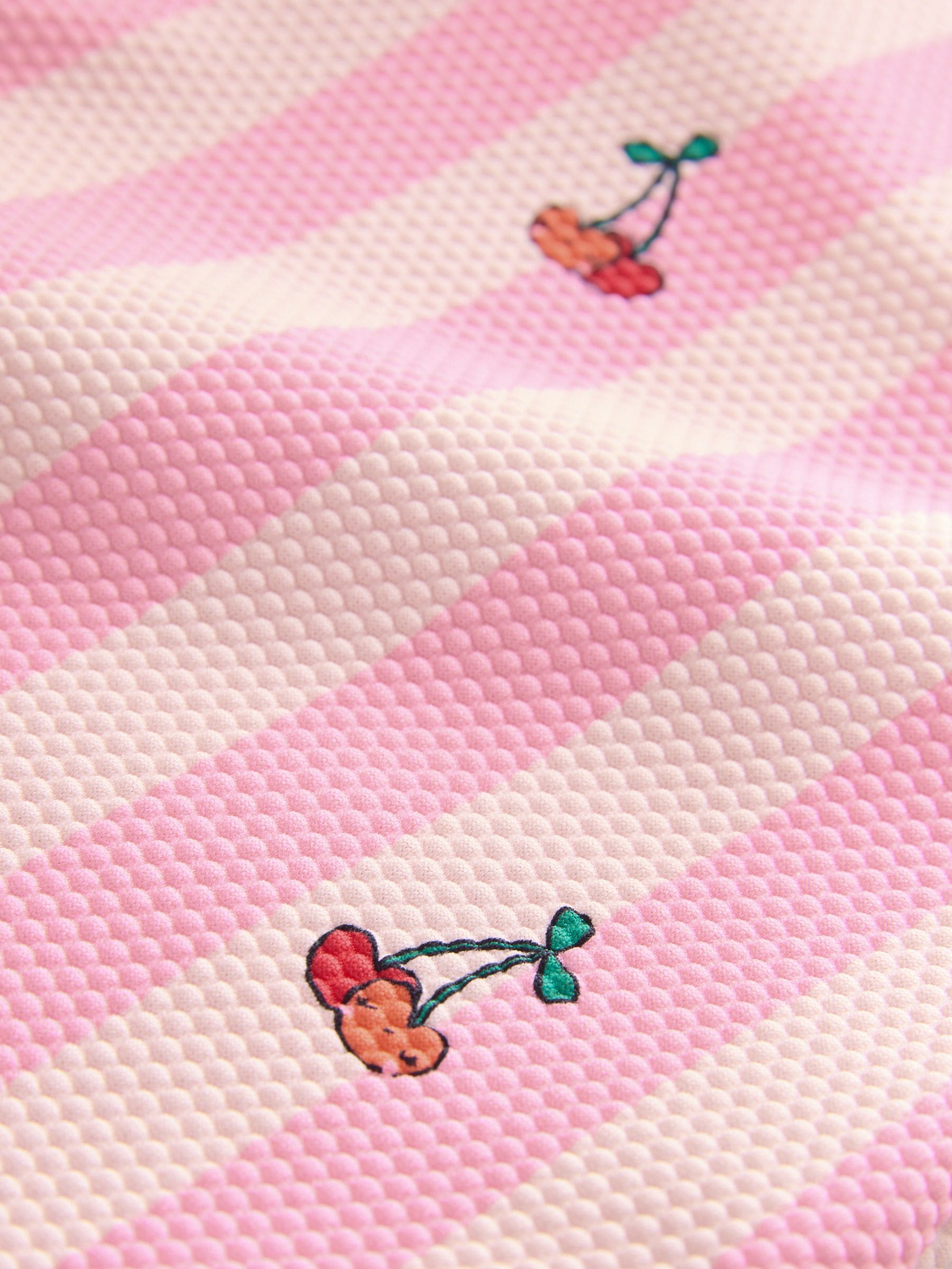 Pink Cherry Stripe Frill Leg Swimsuit (3mths-7yrs)