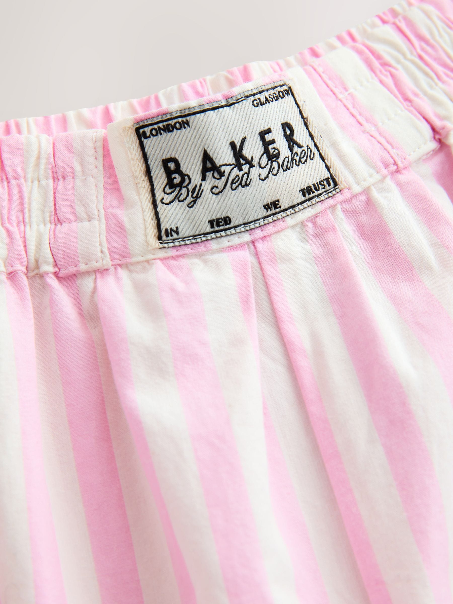 Baker by Ted Baker 2 Piece Pink Ribbed T-Shirt & Pinstripe Trousers Set