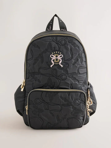 Baker by Ted Baker Black Back to School Childrens Quilted Bow Backpack