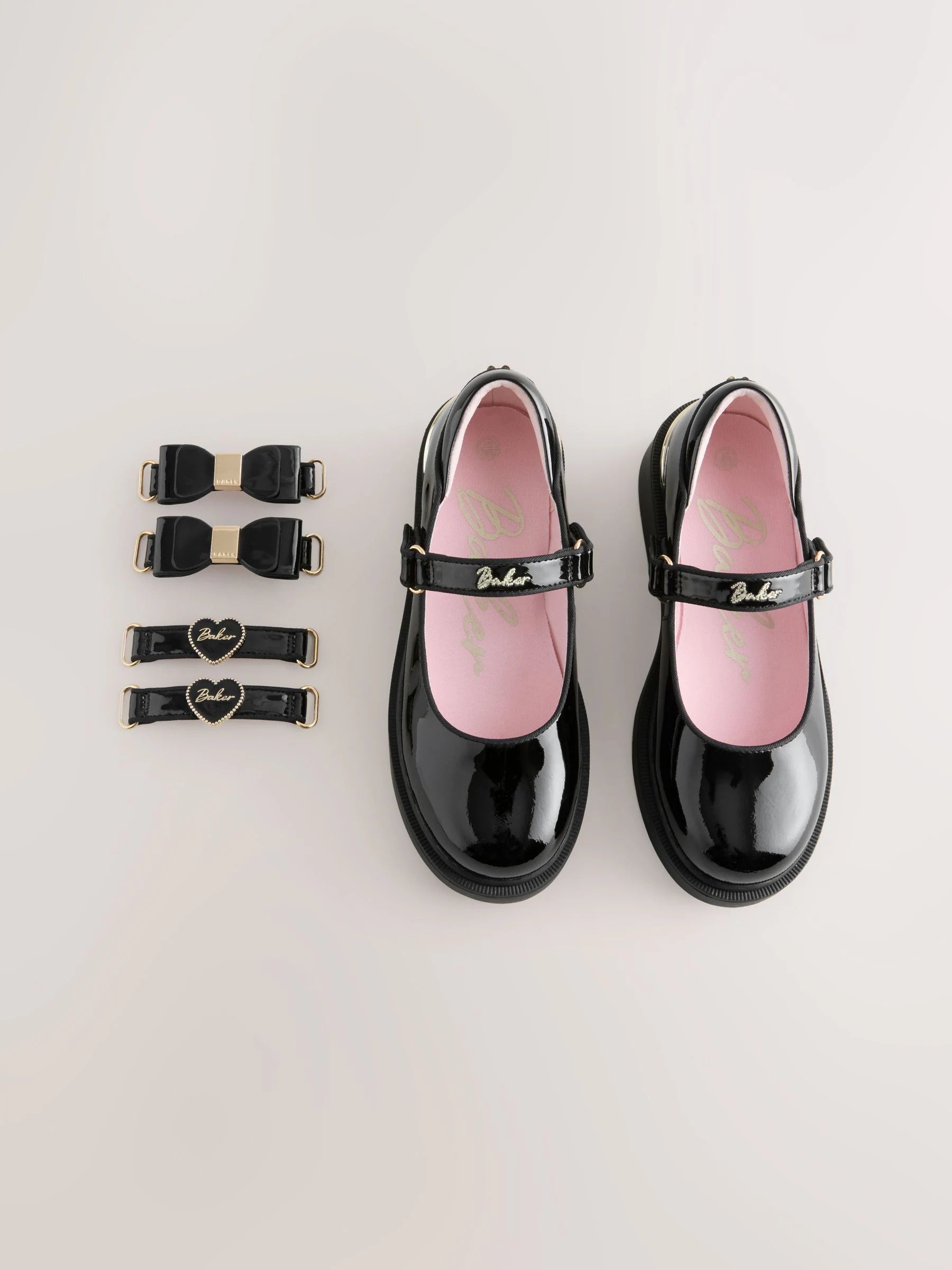 Baker by Ted Baker Back to School Patent Multiple Straps Chunky Mary Jane Black Shoes