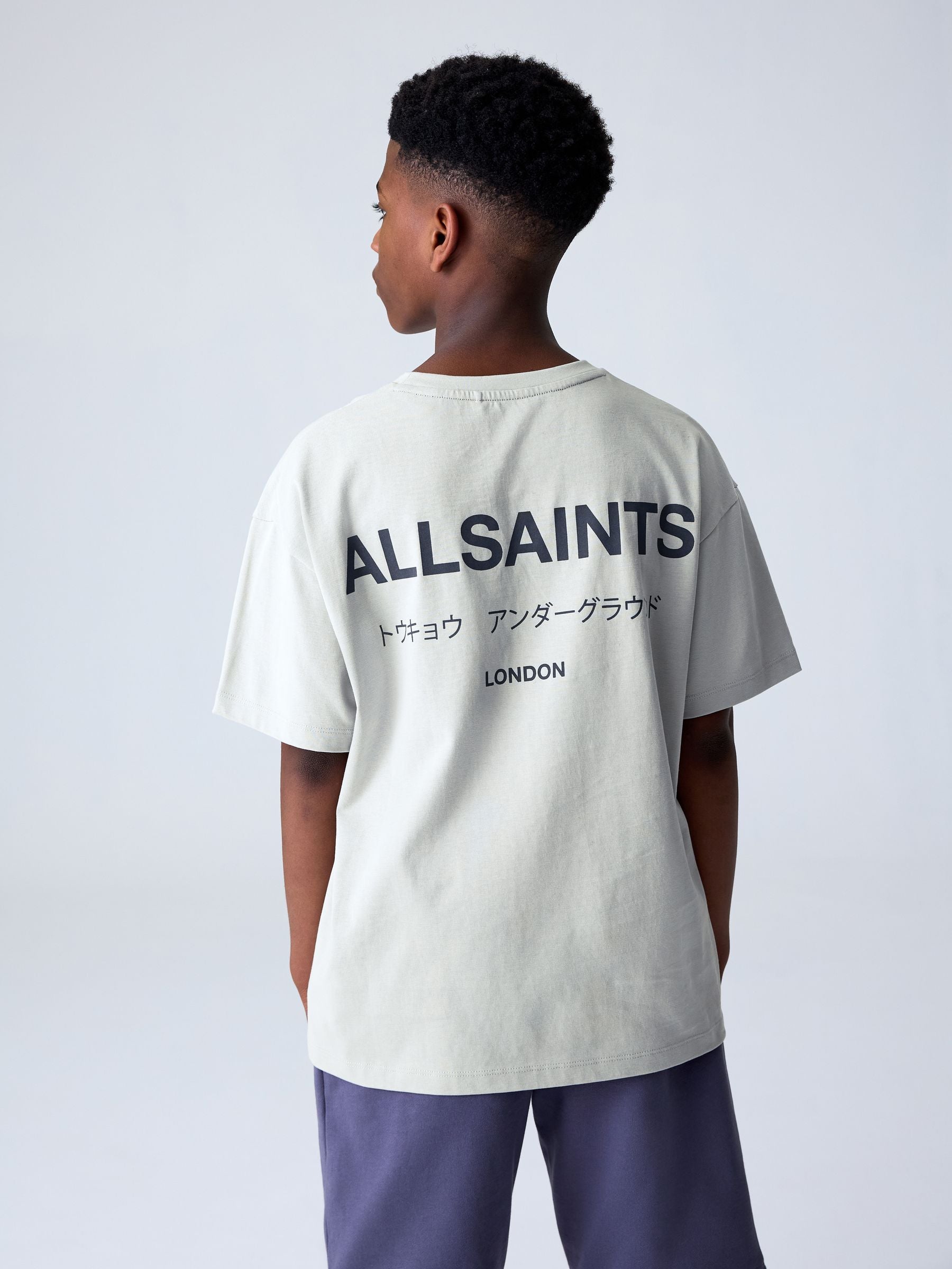 smALLSAINTS Light Grey Oversized Underground Crew Neck Cotton T-Shirt
