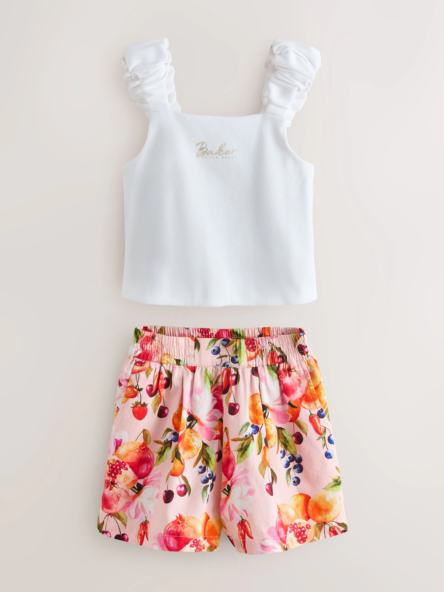 Baker by Ted Baker Multi Ruched Cropped Top & Fruit Short 2 Piece Set