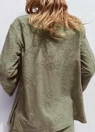 Blazer jacket zara with openwork embroidery and lace trim